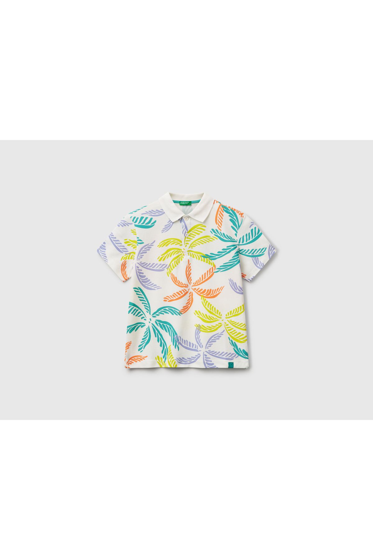 United Colors of Benetton Erkek Çocuk Renkli Mix Desenli Logo Etiketli Polo T-Shirt