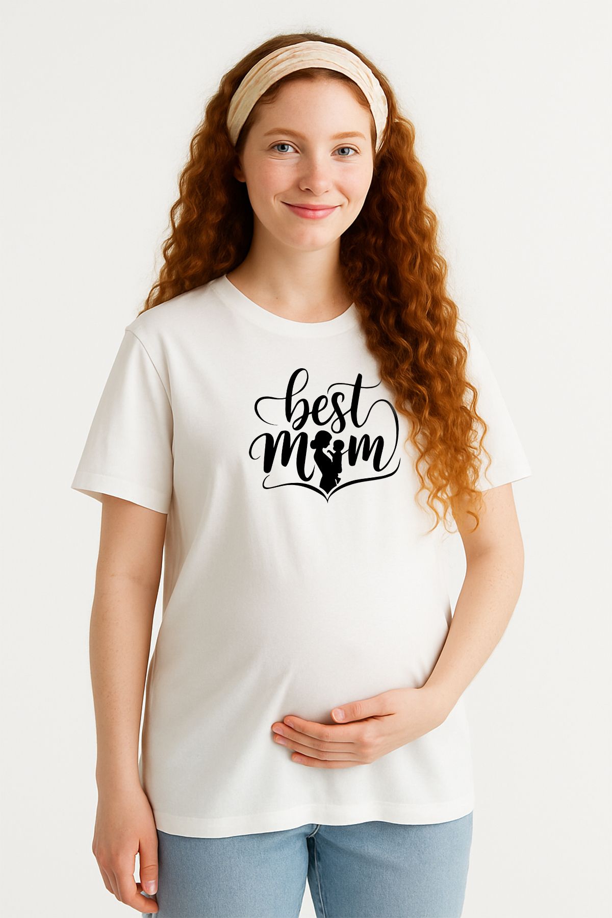 TARZ STİL Premium Yumuşak Penye Best Mom Hamile Tişörtü 24060
