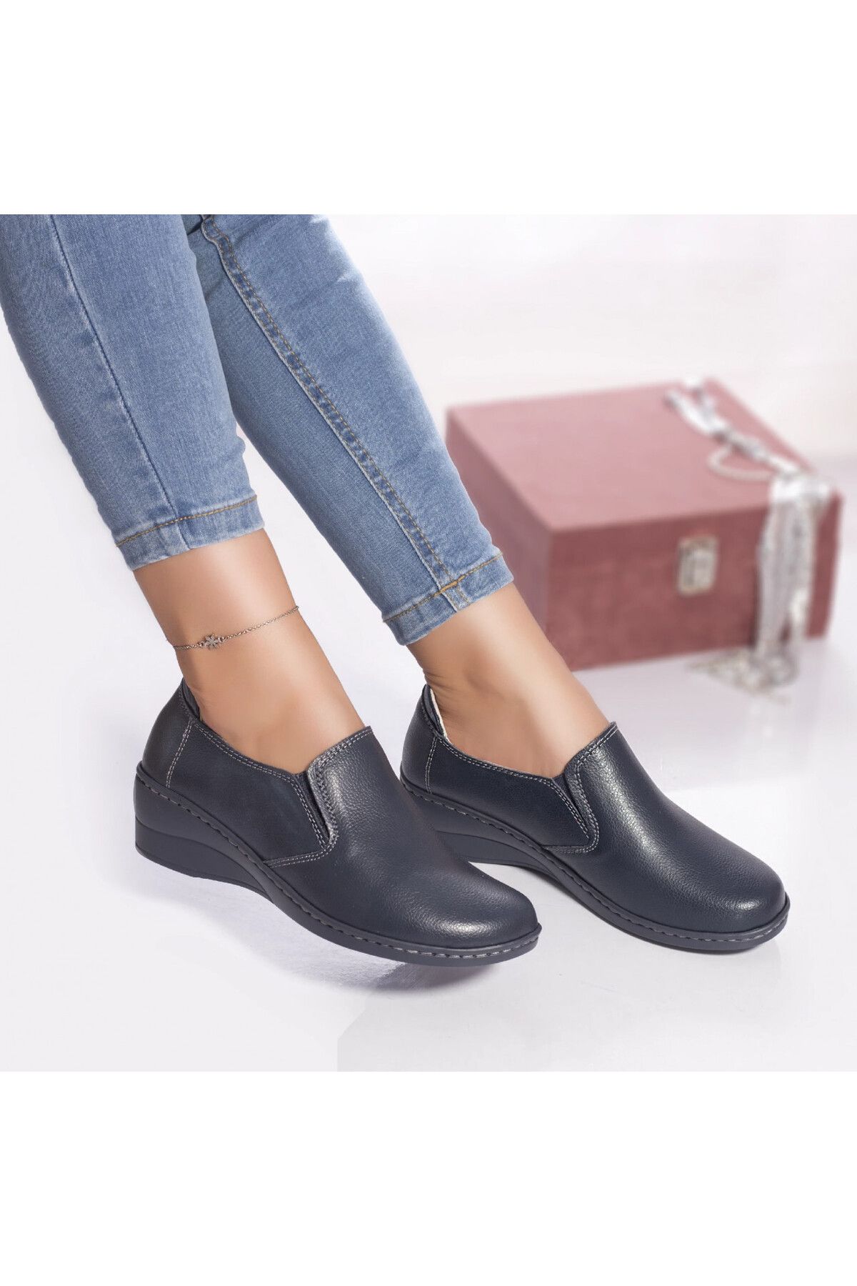 MODA STİL-Casual shoes Ida natural leather blue, 37 4