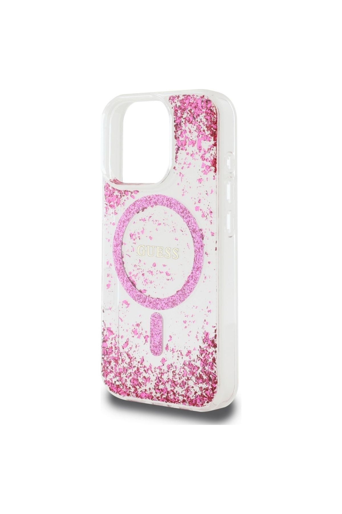Guess-Case for iPhone 16 Pro - Guess Hardcase Resin Bottom Glitter MagSafe (GUHMP16LRGRGEP) - Pink 5