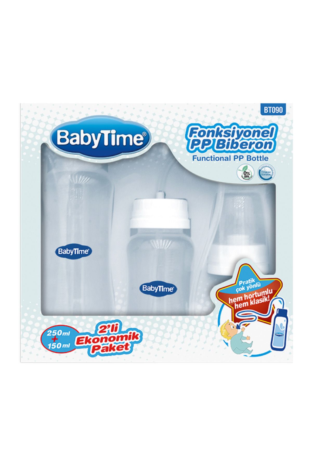 NEHAN BT090 Fonksiyonel PP Biberon Seti 250 mL + 150 mL Ekonomik Paket
