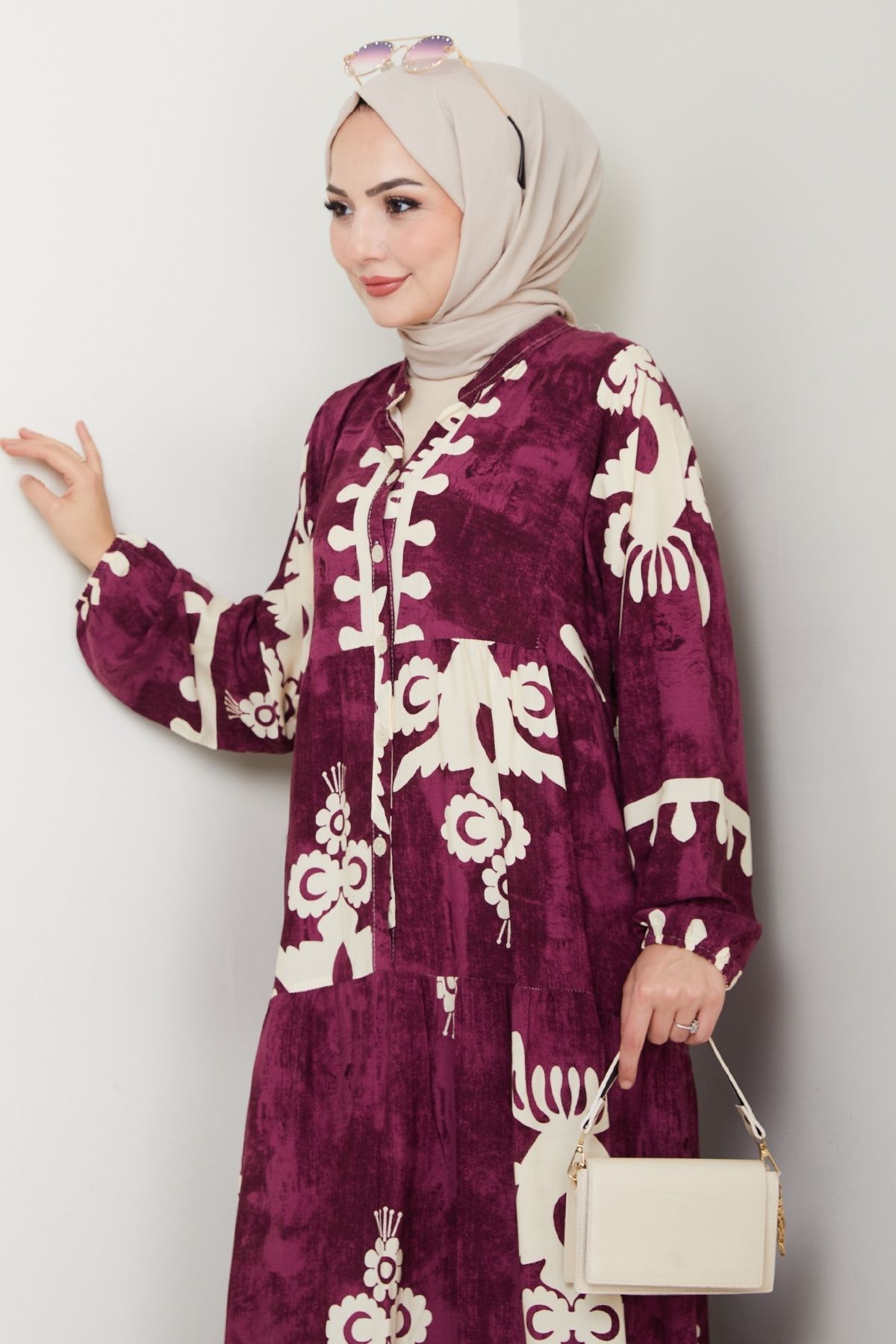InStyle-Φόρεμα με οβάλ σχήματος Casual Viscose Μωβ 3