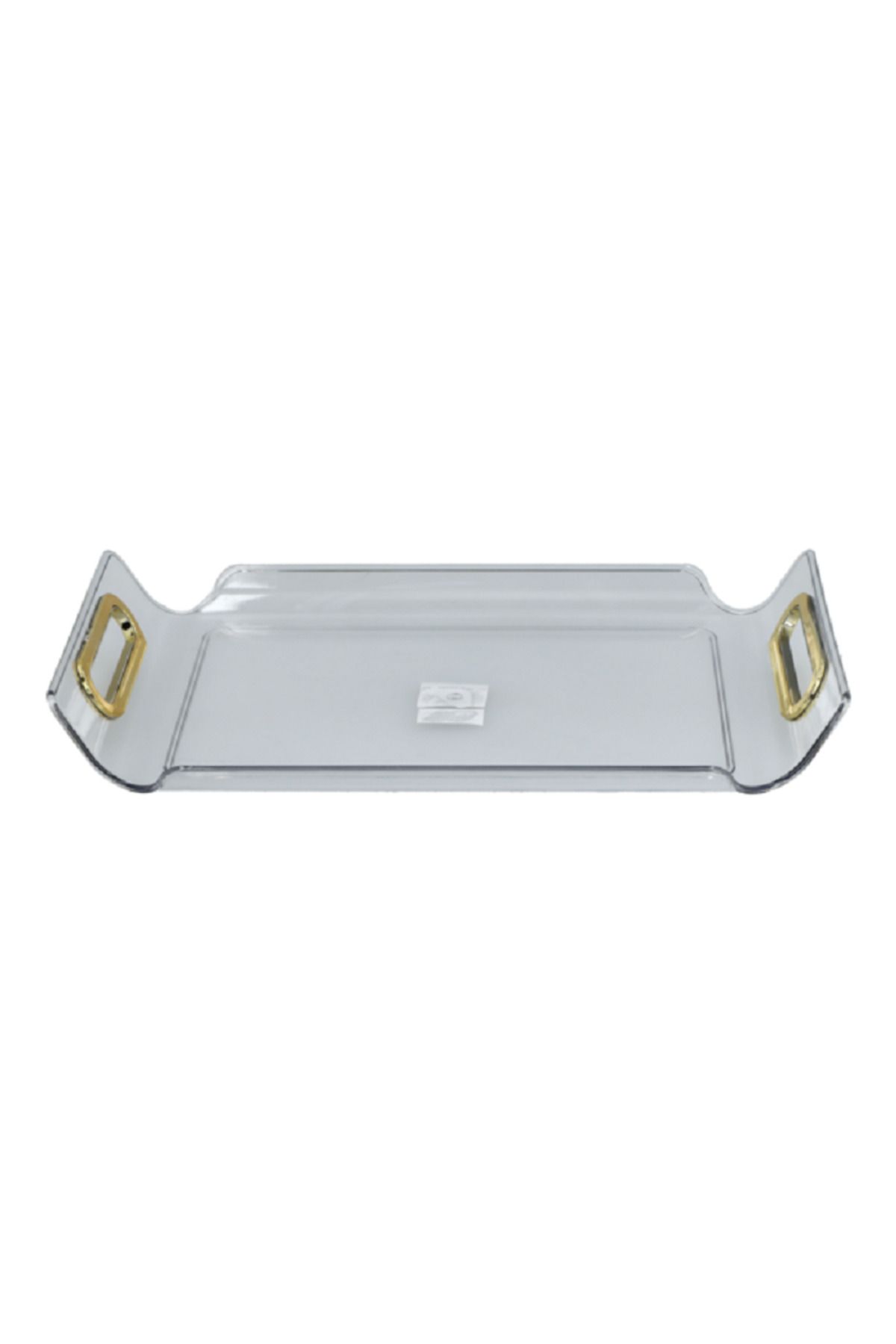 Felli-Rectangular Raised Edge Serving Tray with Handle Clear and Gold 3