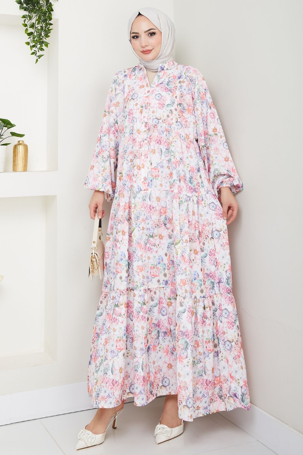 InStyle Mango Viskon Elbise Pembe