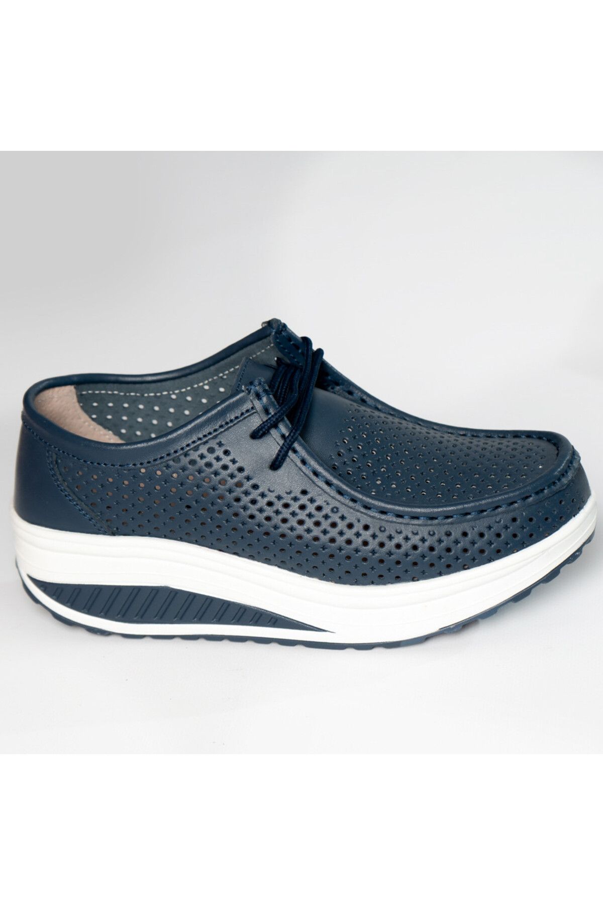 MODA STİL-Women's casual navy blue shoes, natural leather, samra, 41 3