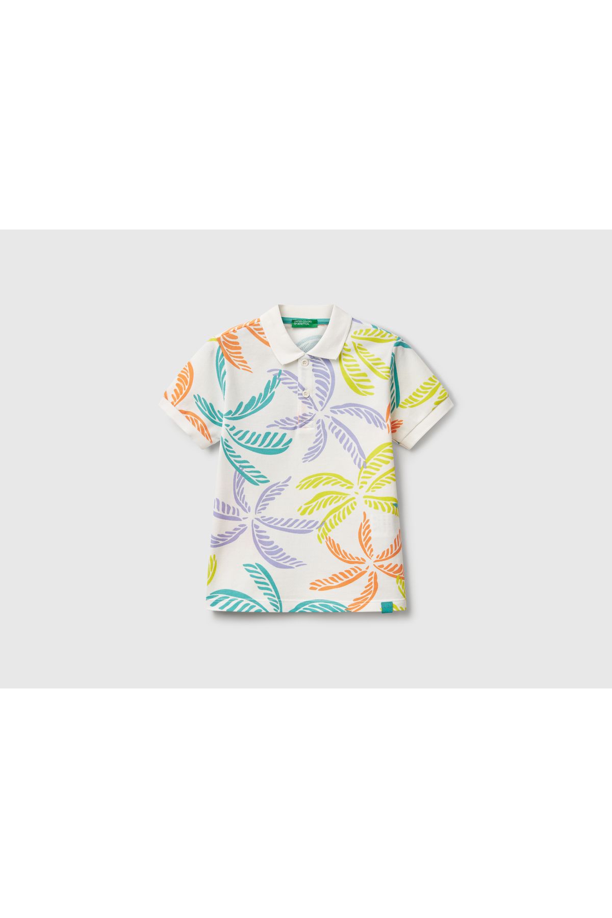United Colors of Benetton Erkek Çocuk Renkli Mix Desenli Logo Etiketli Polo T-Shirt