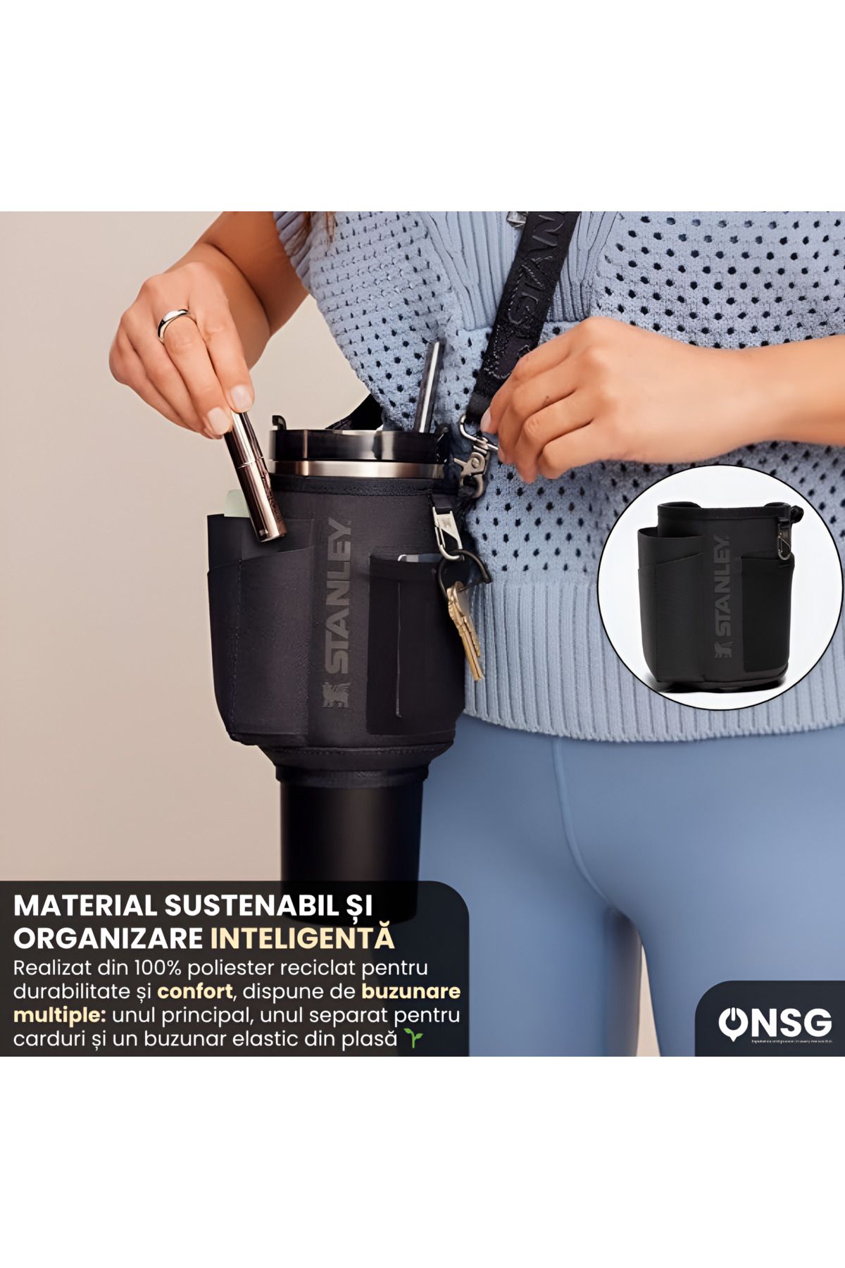 Stanley-Bag Carry-all All Day 1.2l Quencher , Adjustable Strap, Multiple Compartments, Black 3