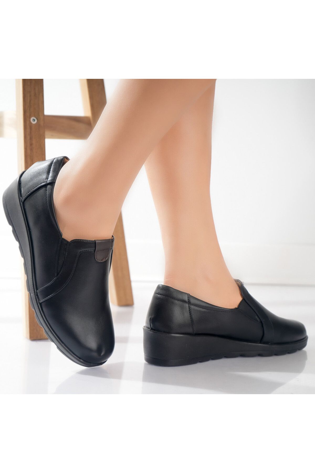 MODA STİL-Women's Casual Black Shoes Made of Ecological Leather Larisa, 39 2