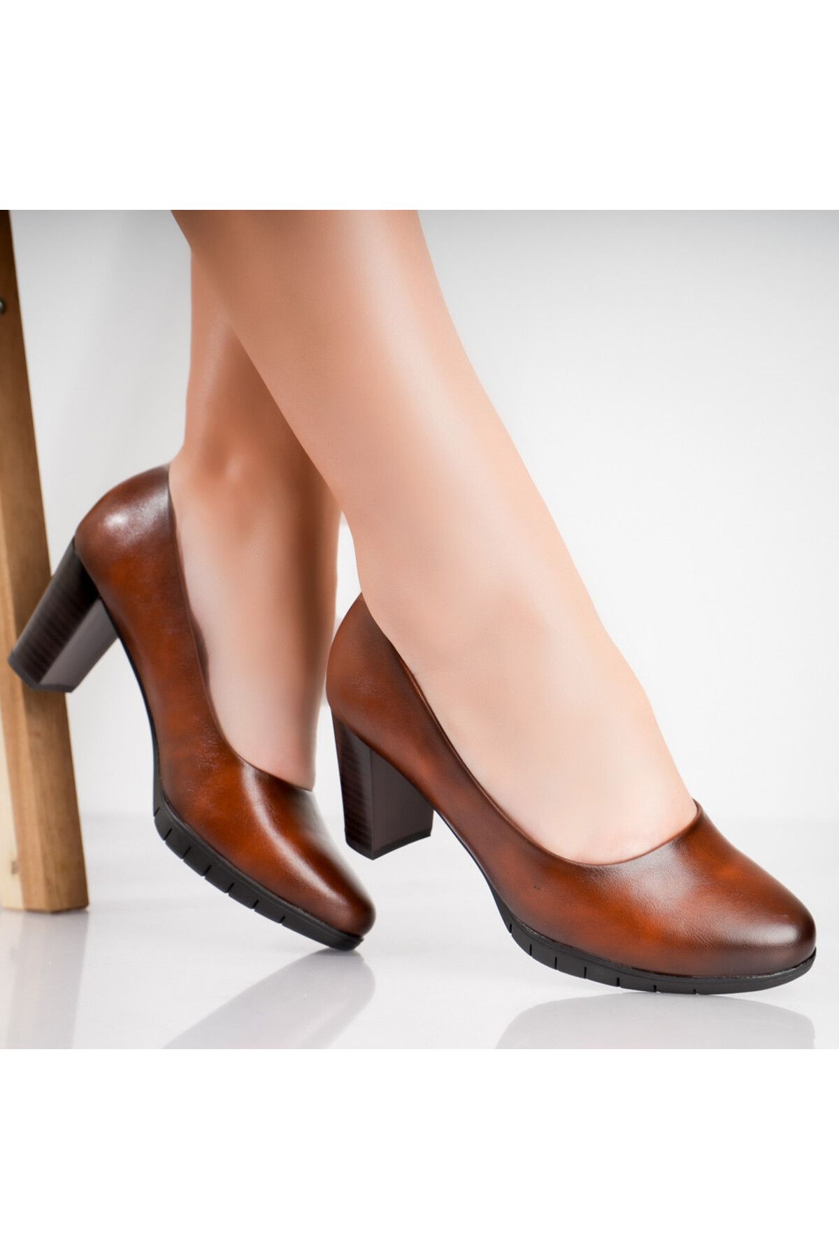 MODA STİL-Women's Brown Heeled Shoes Made of Organic Leather Arenza, 37 3