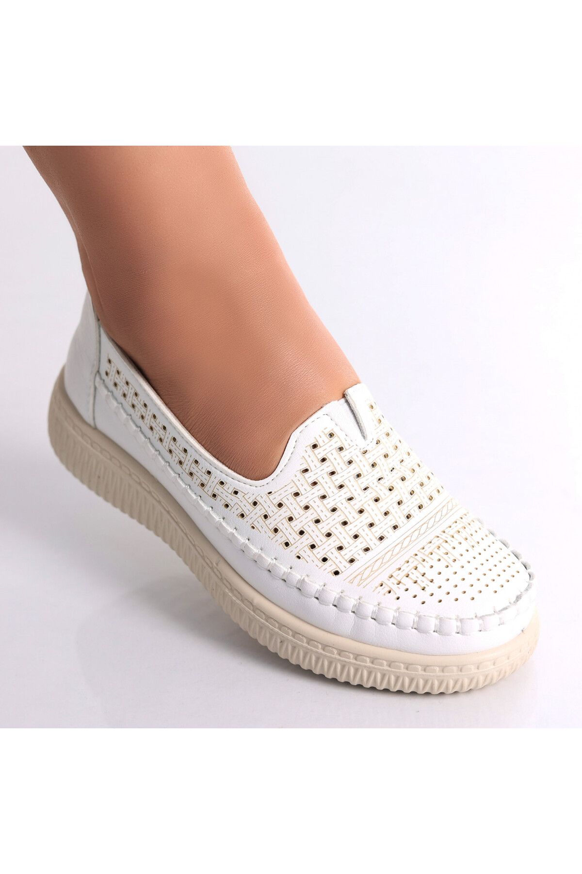 MODA STİL-Women's Casual White Shoes Made of Organic Leather Garena, 38 3