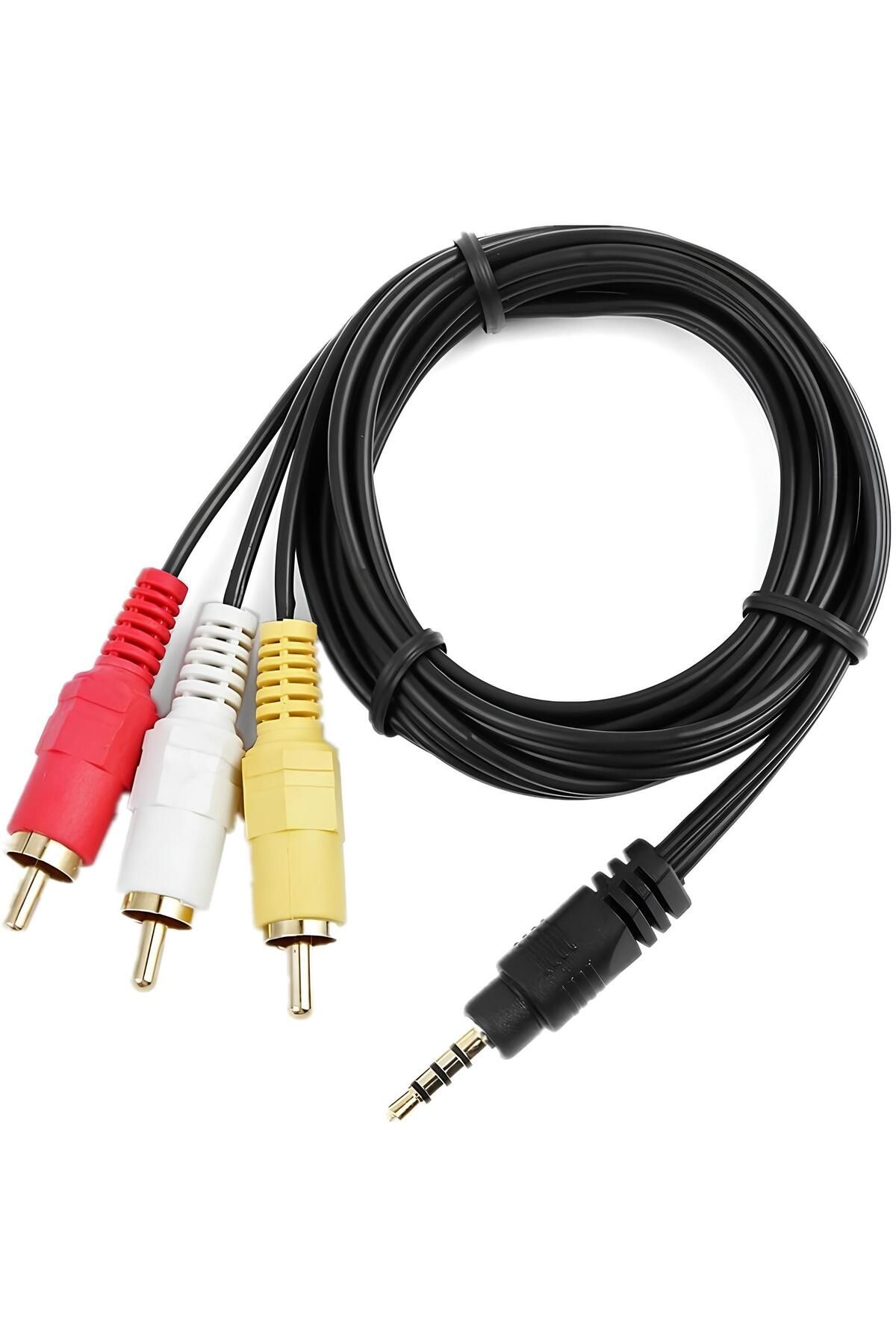 SpeedUF 3.5mm to 3xRCA AV Ses Görüntü Kablosu 1.5m Kısa Jackli Discman TV