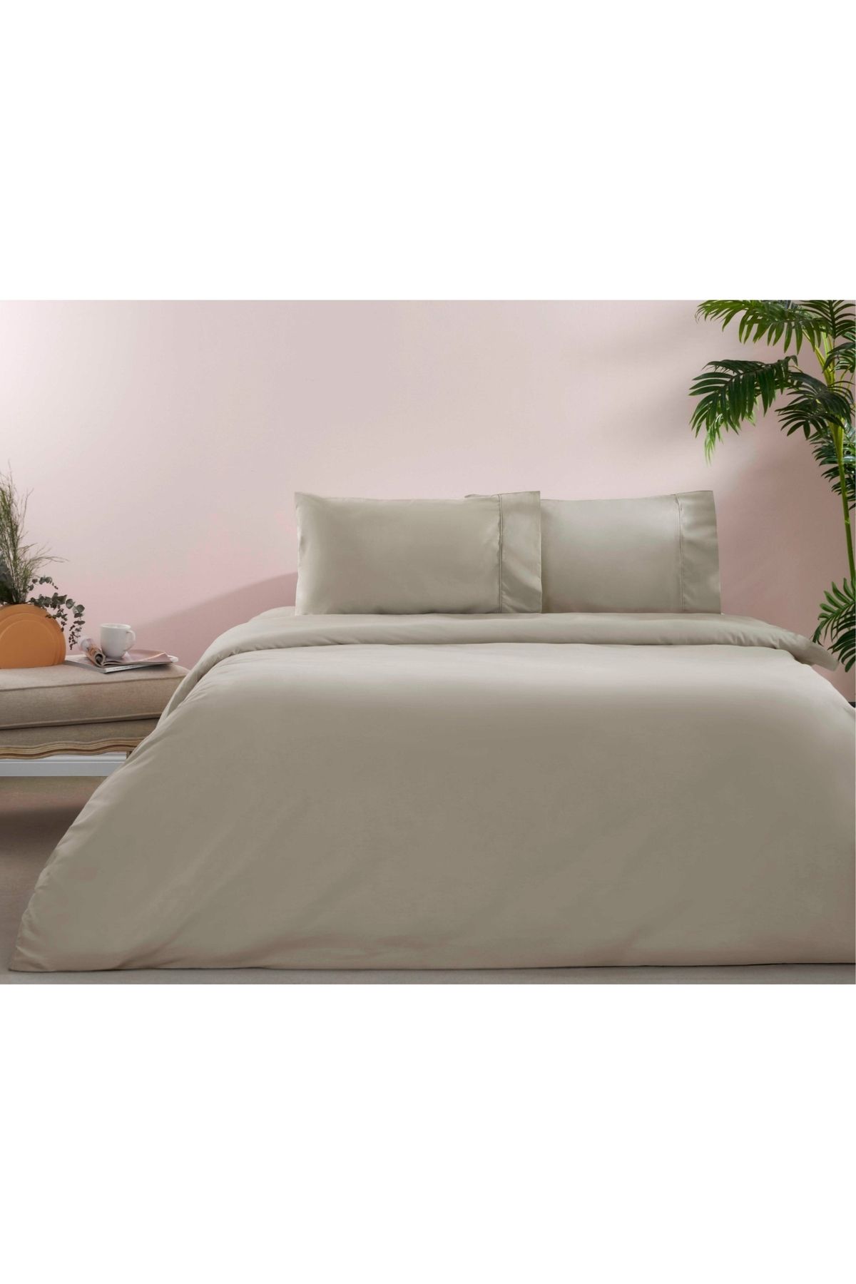 Taç Taç Ranforce Basic Queen Size Nevresim Takımı Vizon