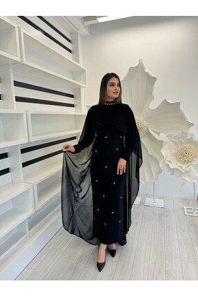 White Corner 3137 ŞİFON PELERİN DETAYLI ELBİSE TASARIM ELBİSE