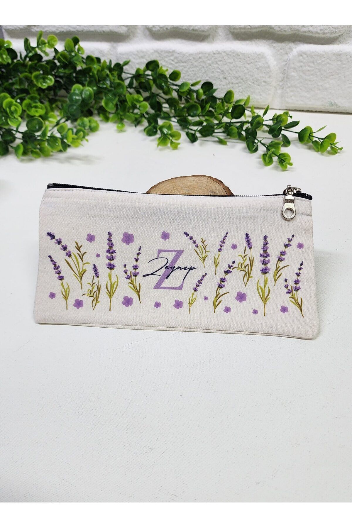 happy mountains Kişiye Özel İsimli Kalemlik Lavanta Konseptli Kişiye Özel Kalemlik Baskılı Bez Mini Organizer