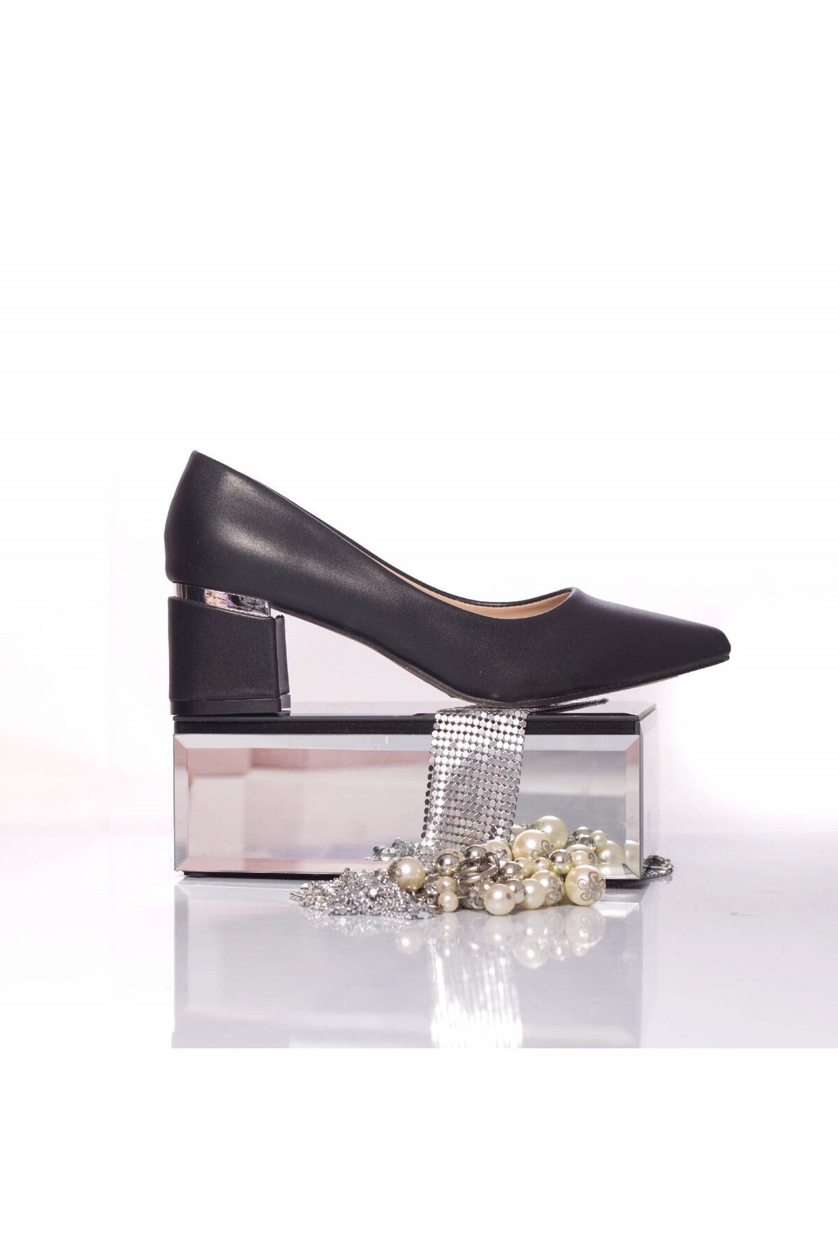 MODA STİL-Women's Black Heeled Shoes Made of Dafrina Ecological Leather, 37 3