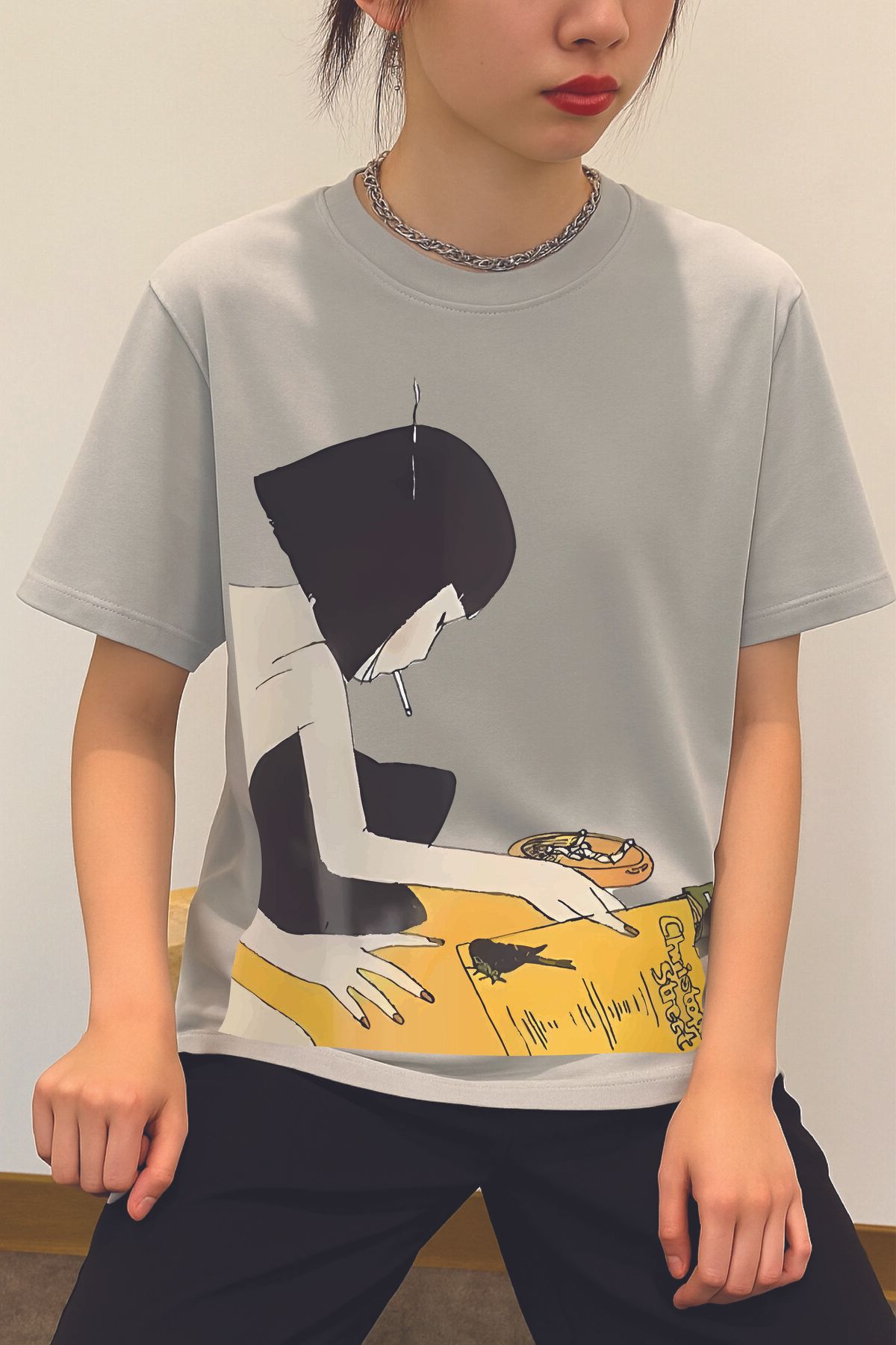 By Caspita Fashion Lenithra Lamp Christopher Street Ön Baskılı Unisex Oversize Füme T-shirt