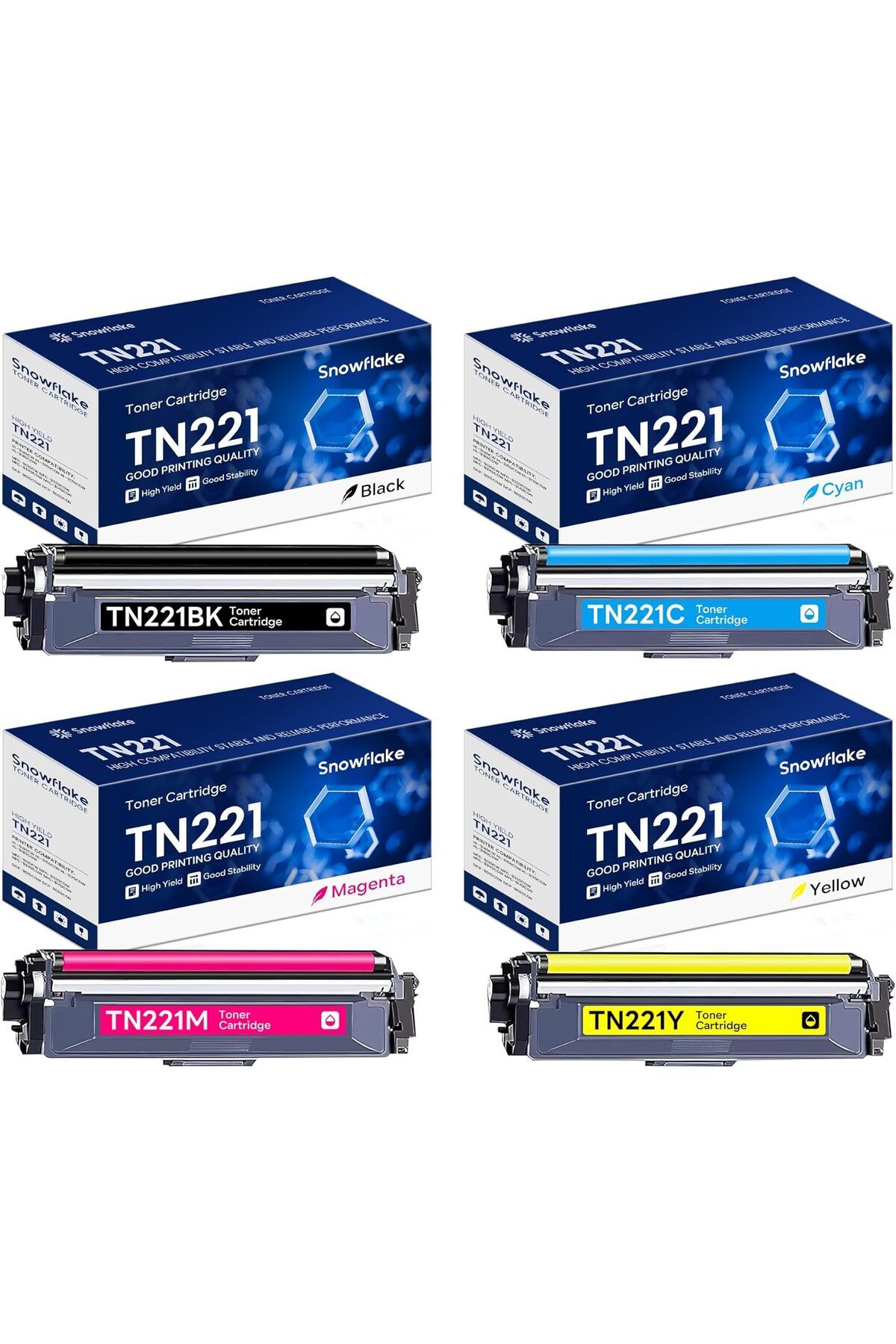 Brother TN-221 TN-241 Toner Cartridges MFC-9340CDW MFC-9330CDW HL-3170CDW Toner (4-Pack).
