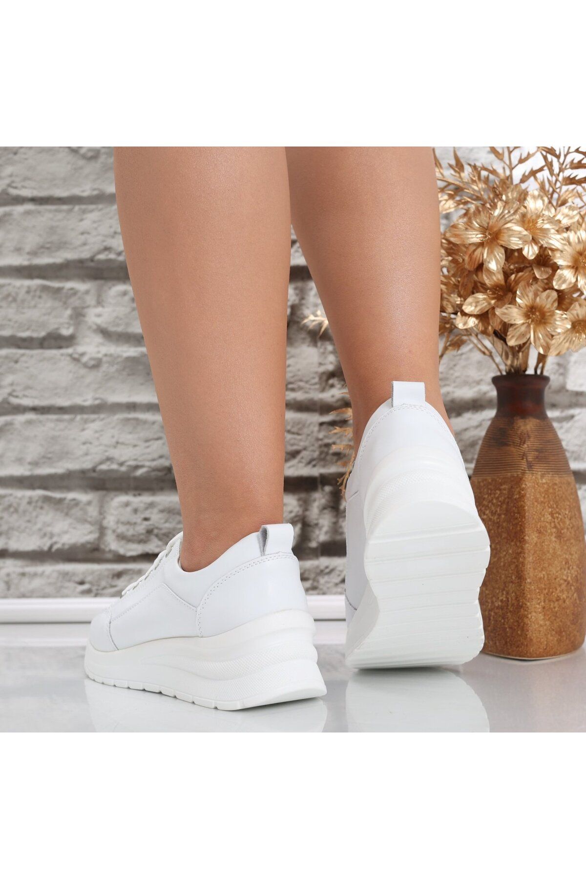 MODA STİL-Women's White Sports Shoes Made of Genuine Leather Oblan, 38 6