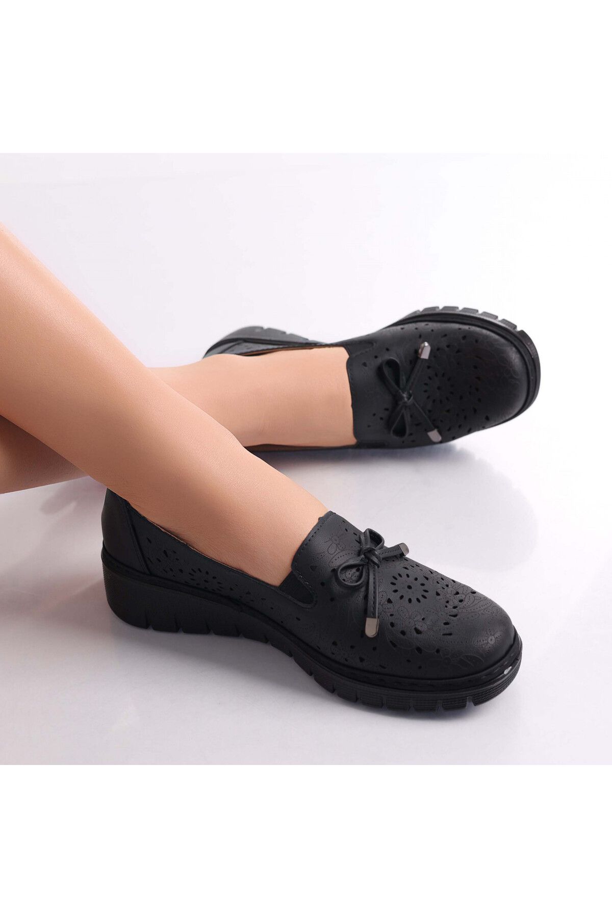 MODA STİL-Women's Casual Black Shoes Made of Eco-Leather Ailen, 39 5