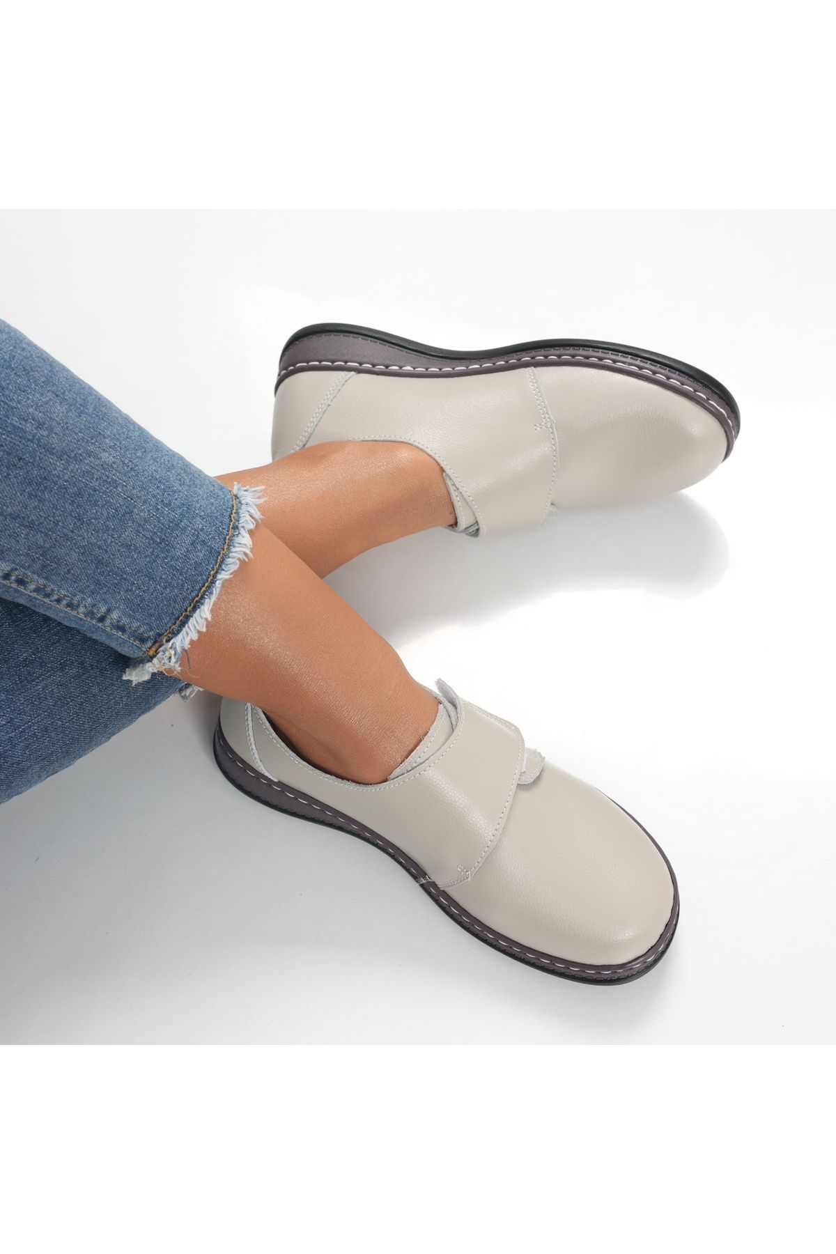 MODA STİL-Women's casual shoes, grey, made of genuine leather Felicy, 39 5