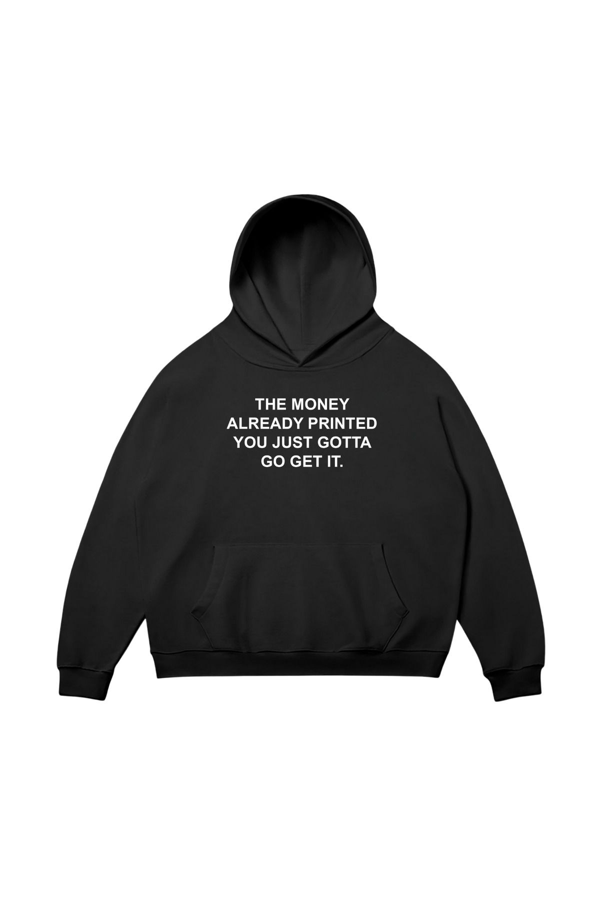 aynewmoda Siyah Kapüşonlu Sweatshirt - Beden Aralığı (The Money Already Printed) Kilemeleri Baskılı