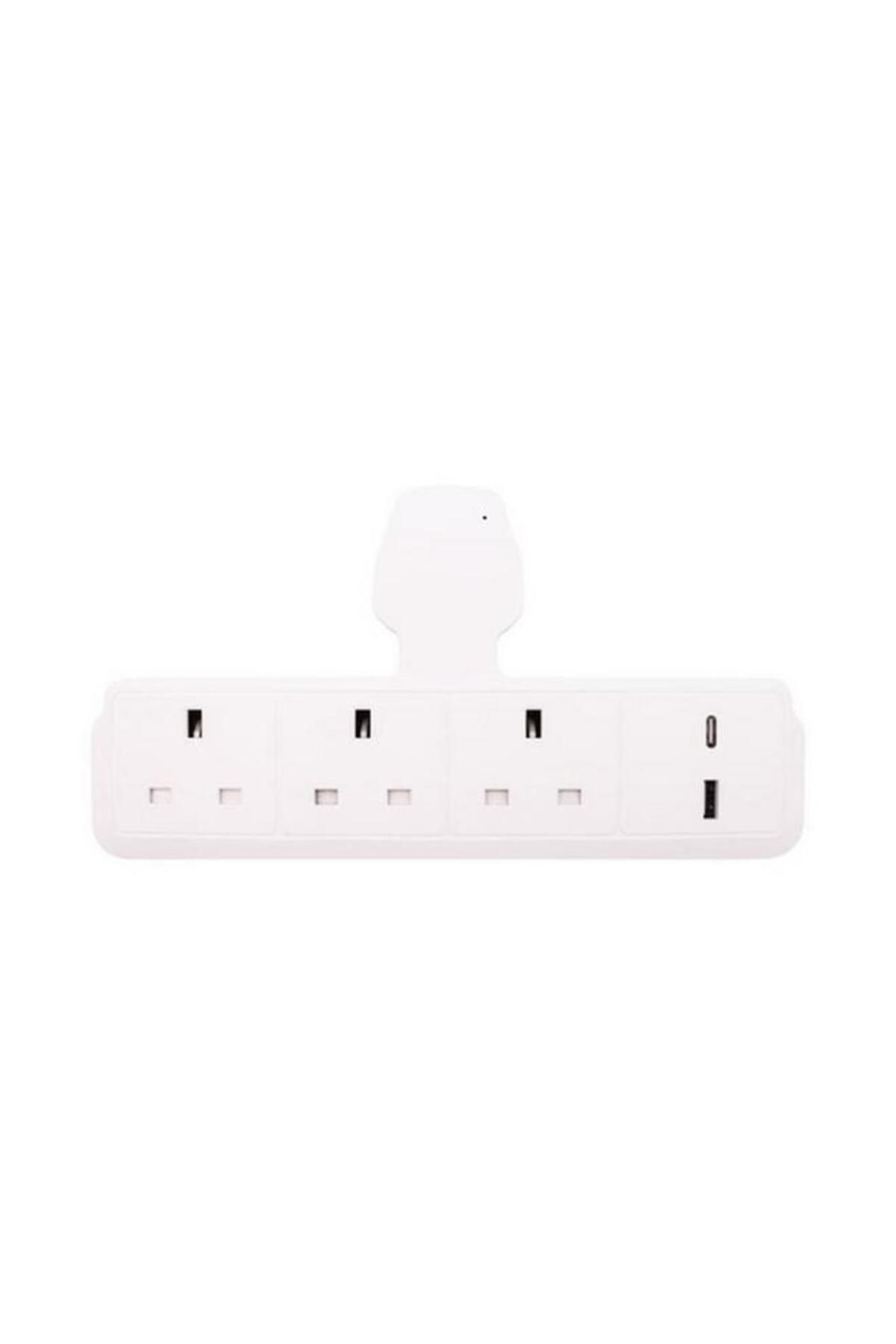Generic-HOME BEST 3-Way Socket Power Adapter with 2-USB Port White AU213USB-C-W 1