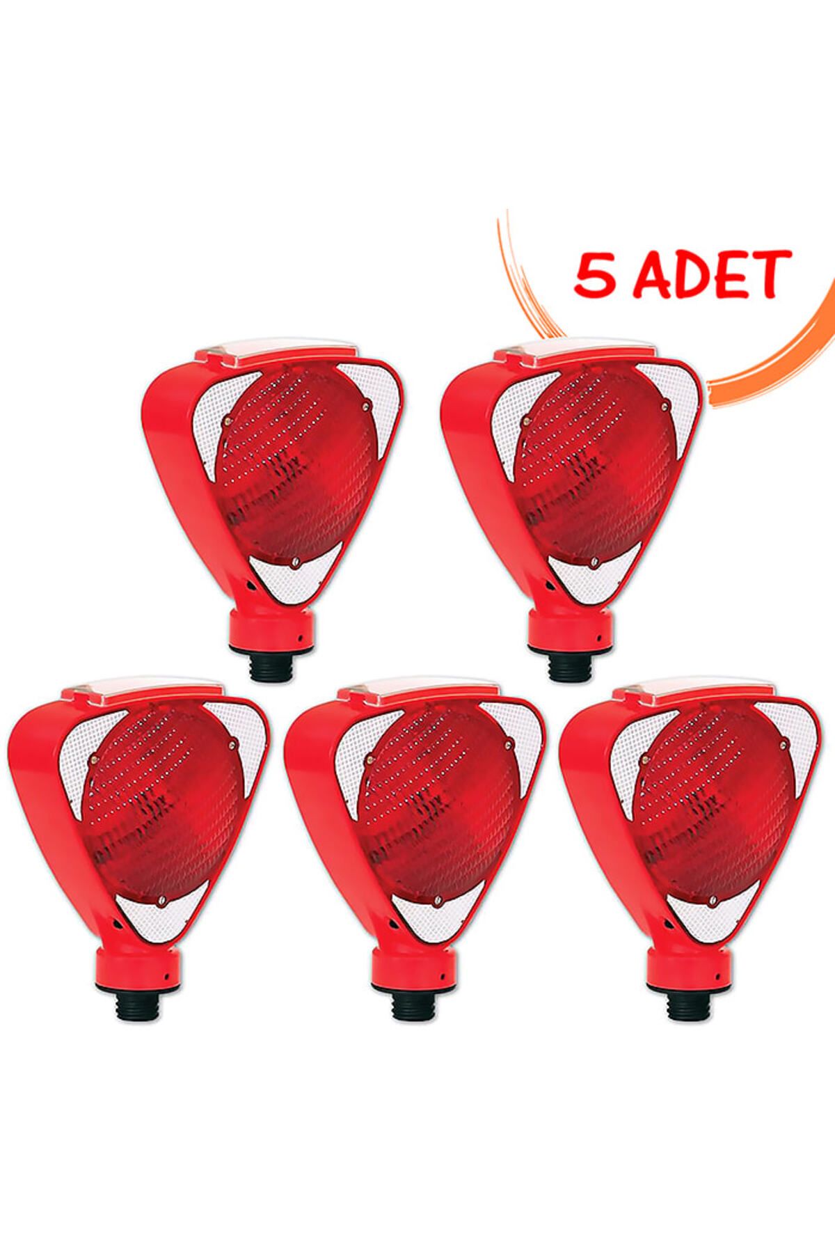 İlgi Trafik Üçgen Çakar Lamba Güneş Enerjili Flaşör Lambası Solar Trafik Flaşörü (Kırmızı) Evelux 11813 FL K (5
