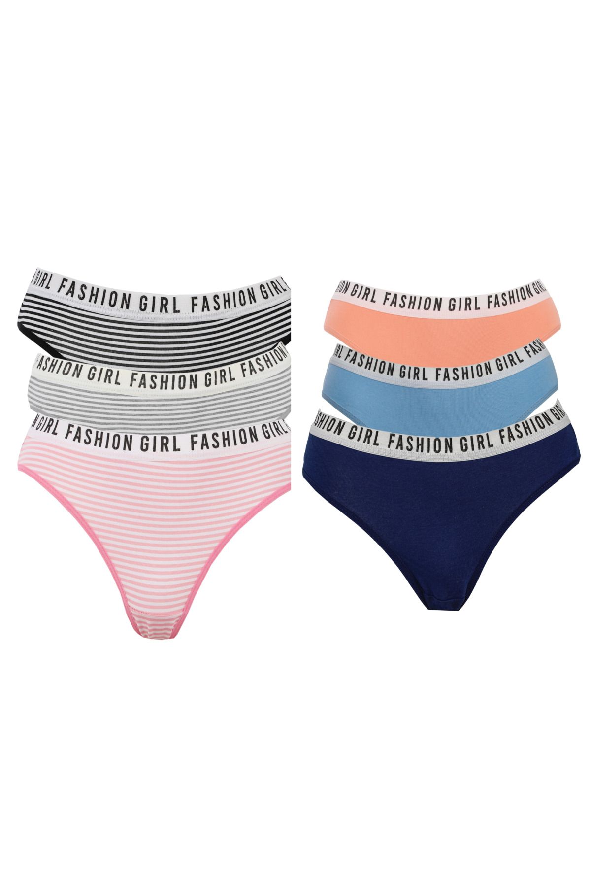 ENTAHA Tutku Fashion Girl Penye Rahat Kalıp 6'lı Paket Çok Renkli Fashion Girl Kadın Slip Külot
