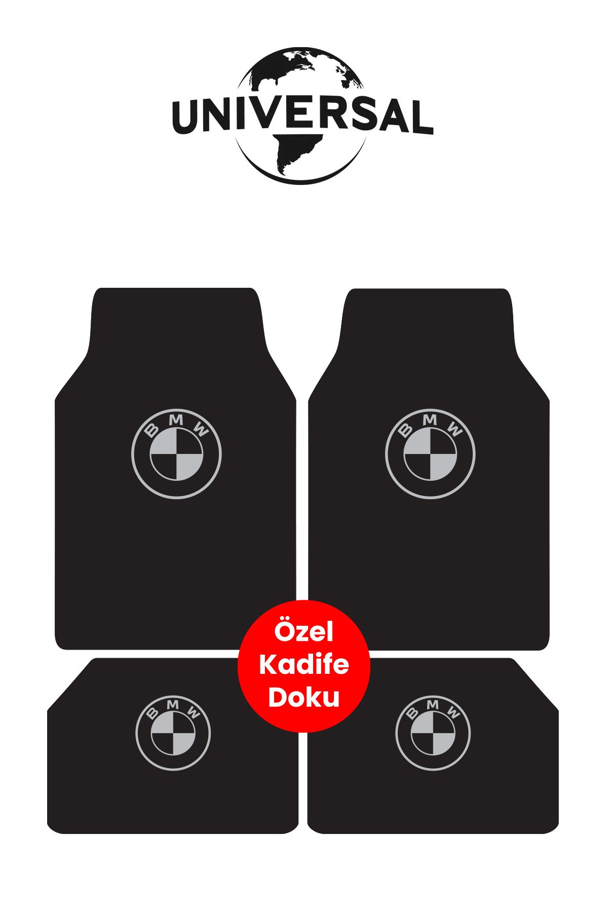 Universal Yıkanabilir Kumaş ve Taban Kalın Pvc BMW uyumlu Oto Paspas Seti 3,4kg Kalınlık 0,5cm