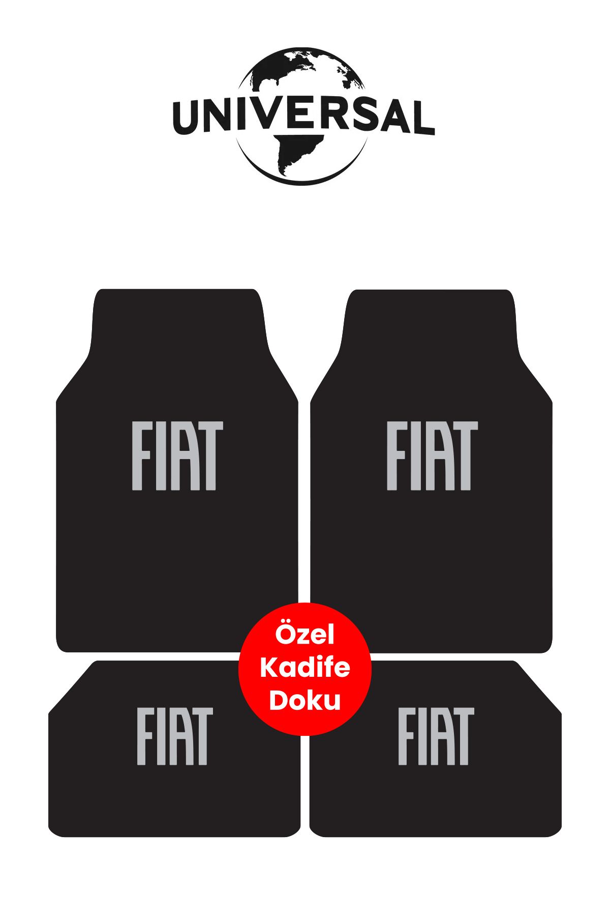 Universal Yıkanabilir Kumaş ve Taban Kalın Pvc Fiat Uyumlu Oto Paspas Seti 3,4kg Kalınlık 0,5cm