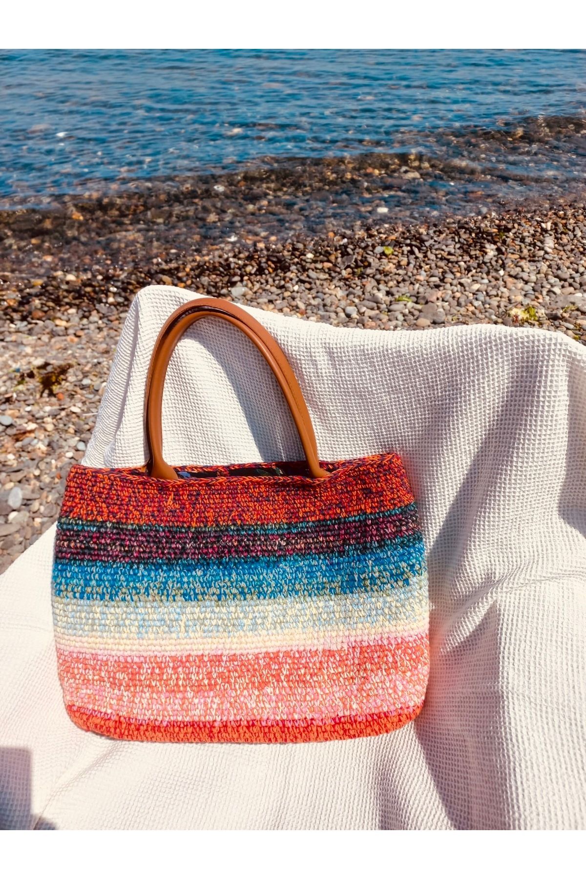 Beril Yamaç Design Studio Cherry Shopper Örgü Çanta / Yazlık Çanta / Bohem Çanta /