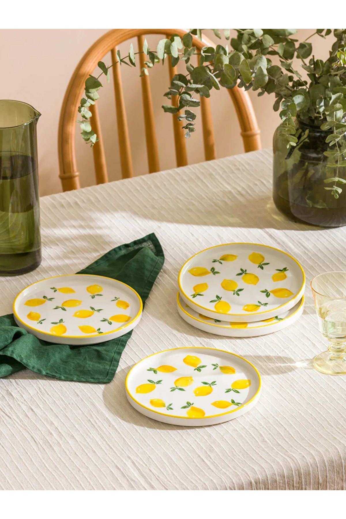 LC Waikiki LCW HOME Sari Limon Baskılı Seramik Tabak Seti 4'lü 20 cm