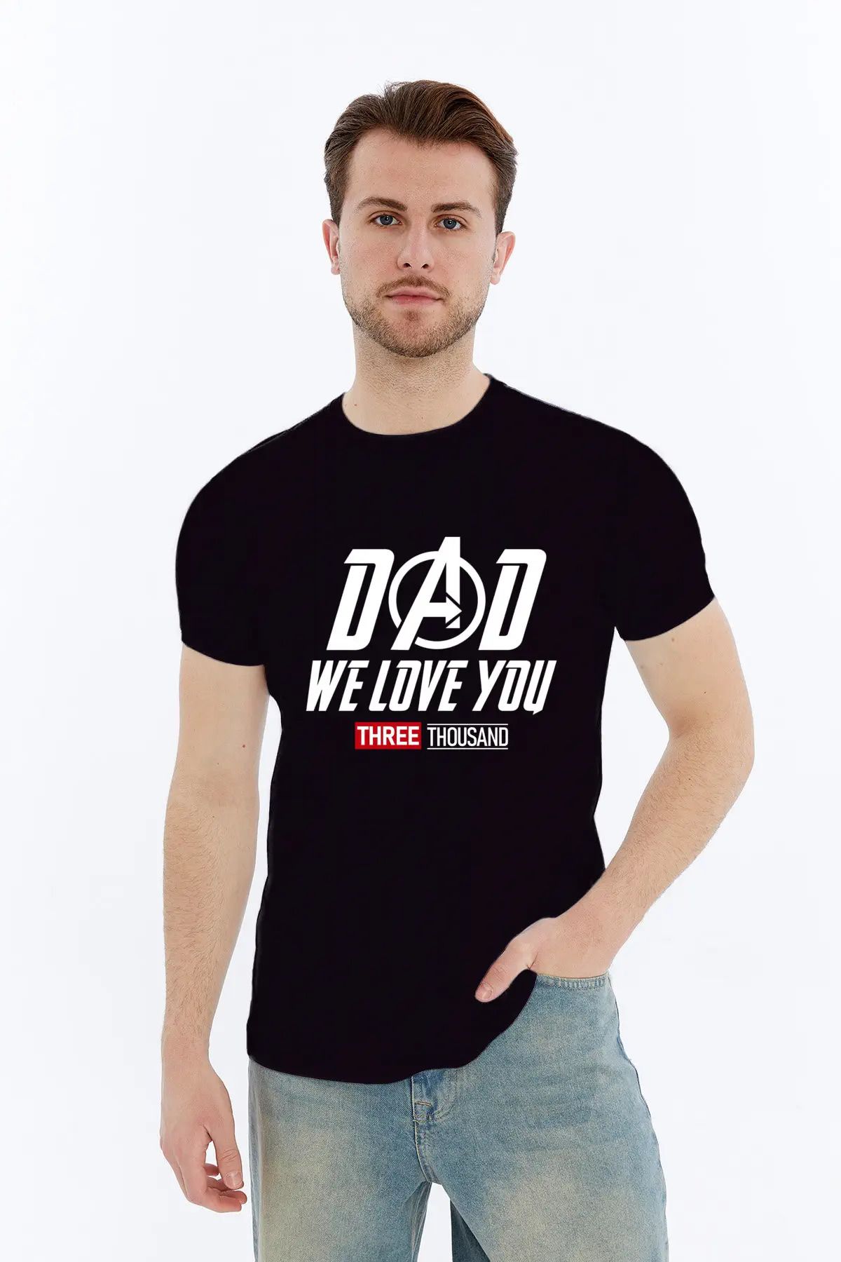 MYFORA Avengers Stilinde “DAD We Love You Three Thousand” Tişört | Babalar Günü