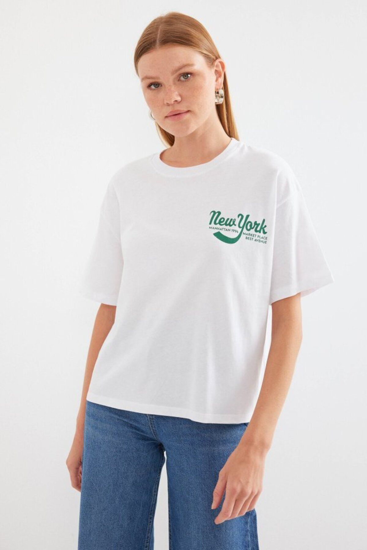 stelol 4318 Baskılı Basic Tişört - Beyaz