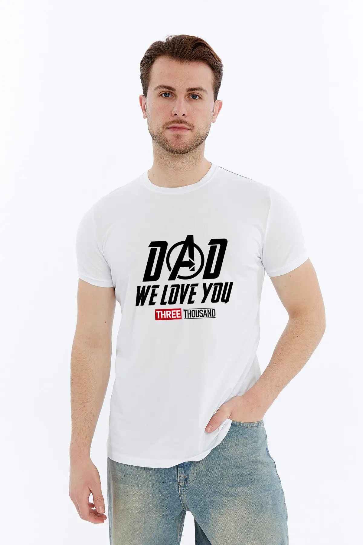 MYFORA Avengers Stilinde “DAD We Love You Three Thousand” Tişört | Babalar Günü