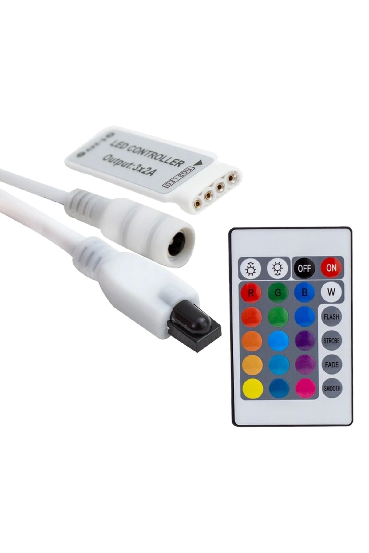 ALFA AKSESUAR 03 Mini 24 Tuşlu 5 Volt - 12 Volt - 24 Volt - 3.2 Amper Kumandalı Rgb Led Kontrol Cihazı