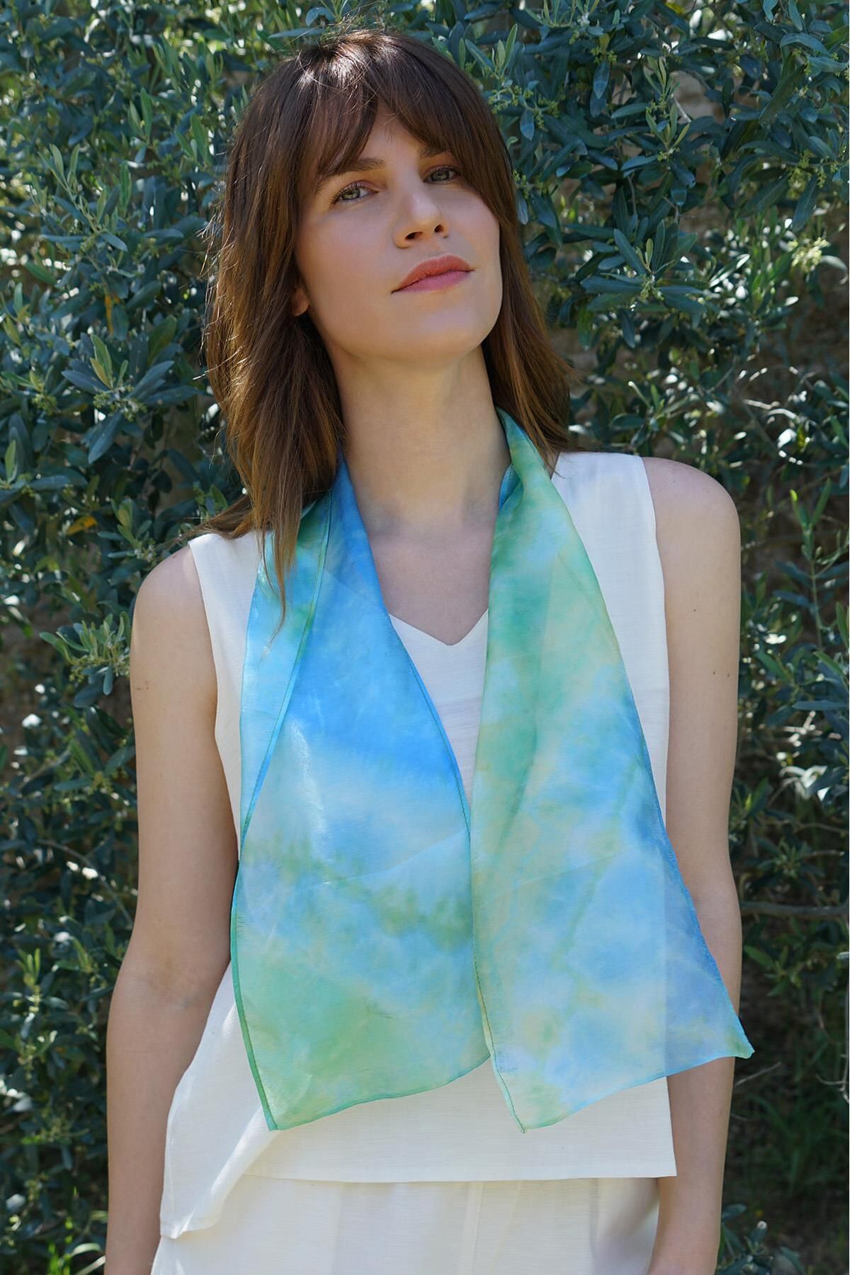 Defne&Apollon İpekçilik %100 İpek Small Fular Batik - Doğadan