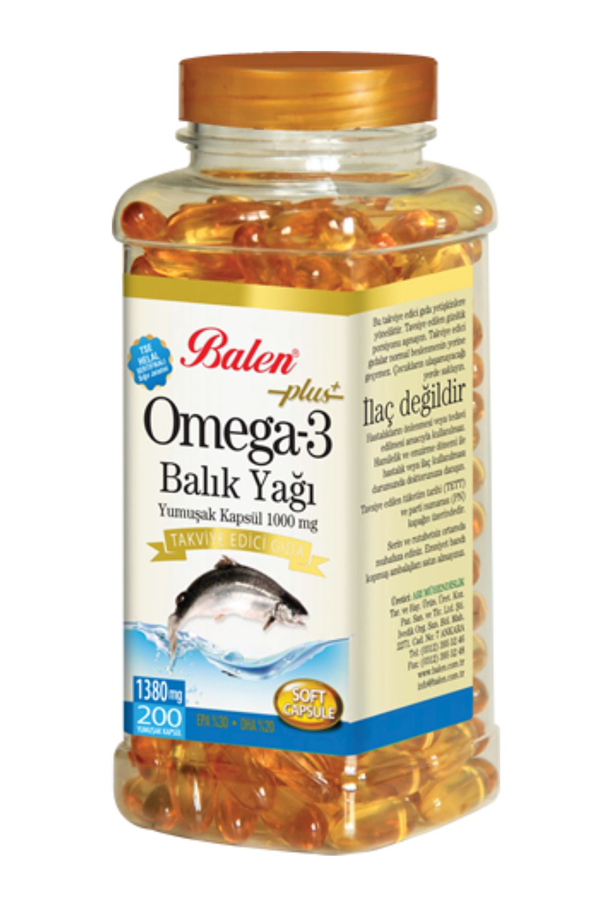 GÜLCE LOKMAN HEKİM AKTAR BALEN OMEGA 3 PLUS YUMUŞAK KAPSÜL 1380MG*200