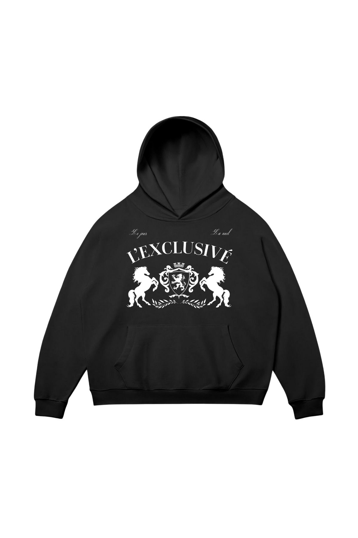 aynewmoda Siyah Kapüşonlu Sweatshirt - Beden Aralığı (exixlusiv) Kilemeleri Baskılı