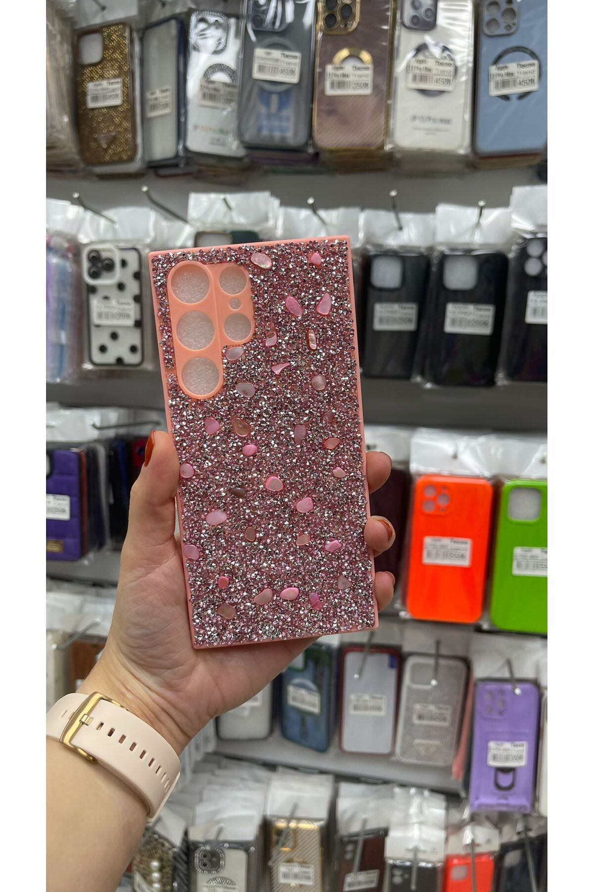 TECNOTREND Galaxy S23 Ultra Kılıf Parlak Taşlı Tasarım Pırlanta Kapak