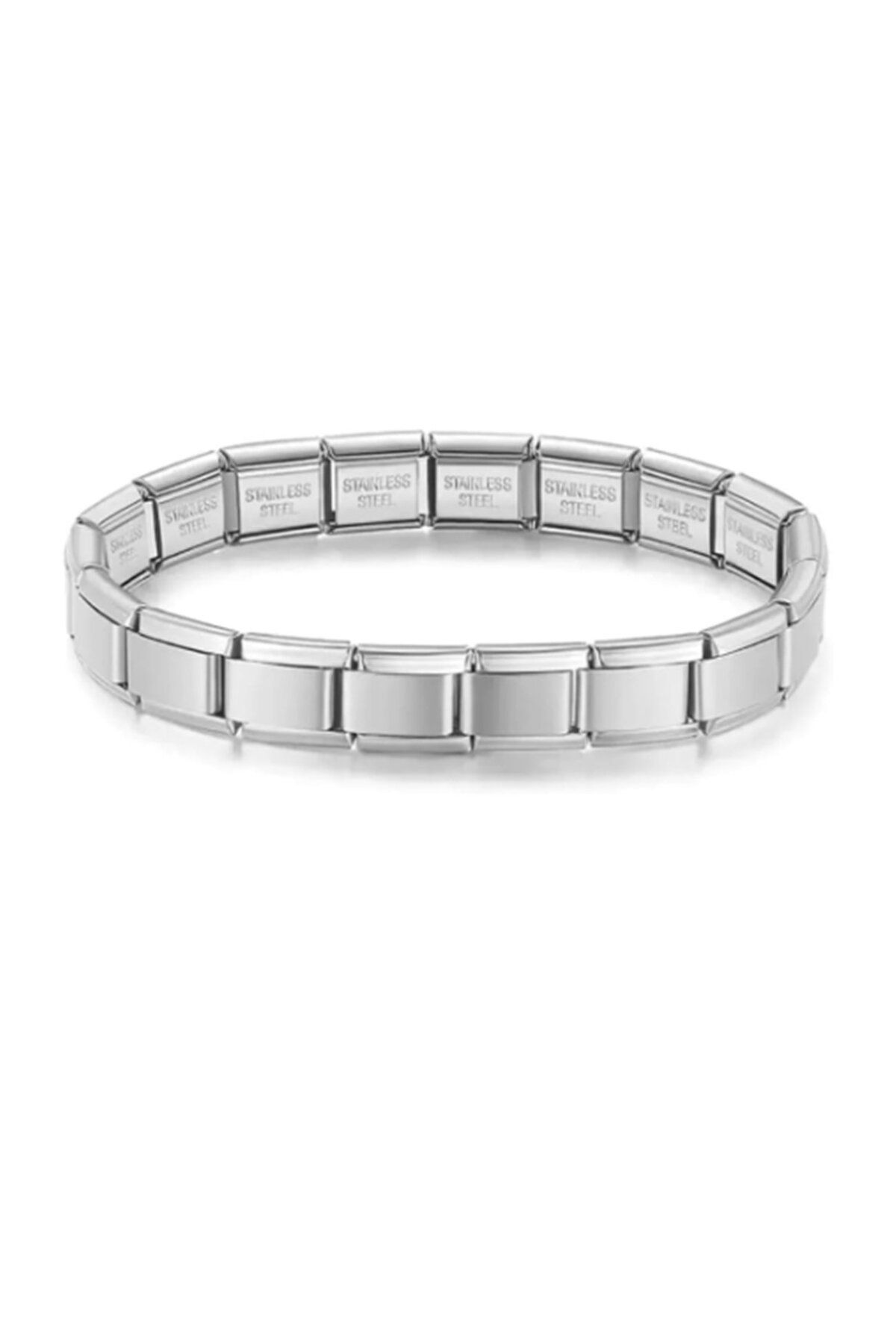 NKTCOLLECTİON Yazısız Gümüş Renk Çelik Charm Bileklik – Modern ve Sade Tasarım