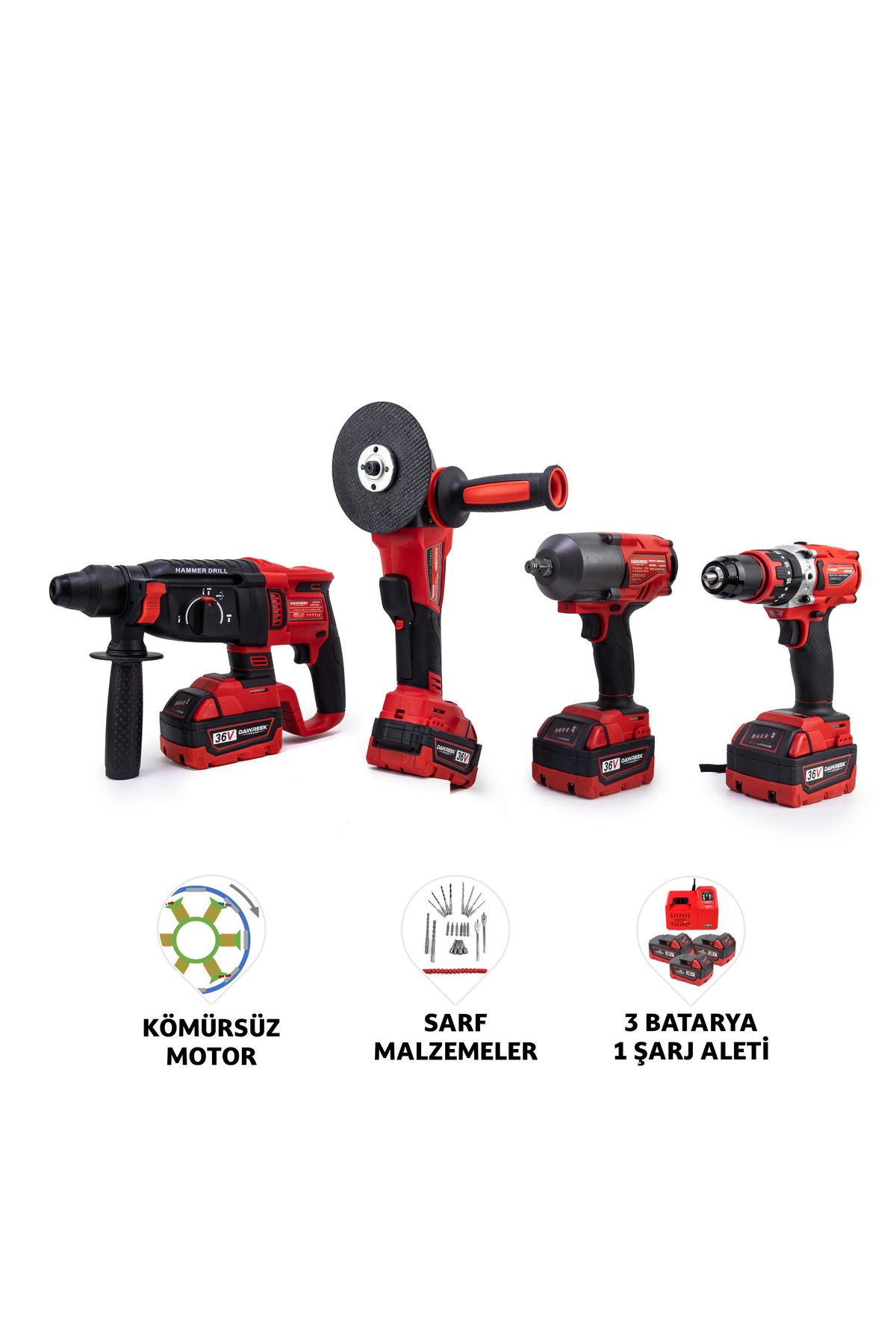 Dawreek DÖRTLÜ SET MW600R (13mm Ç.Mandren+S.Sıkma+Ş.Spral+Ş.Hilti)