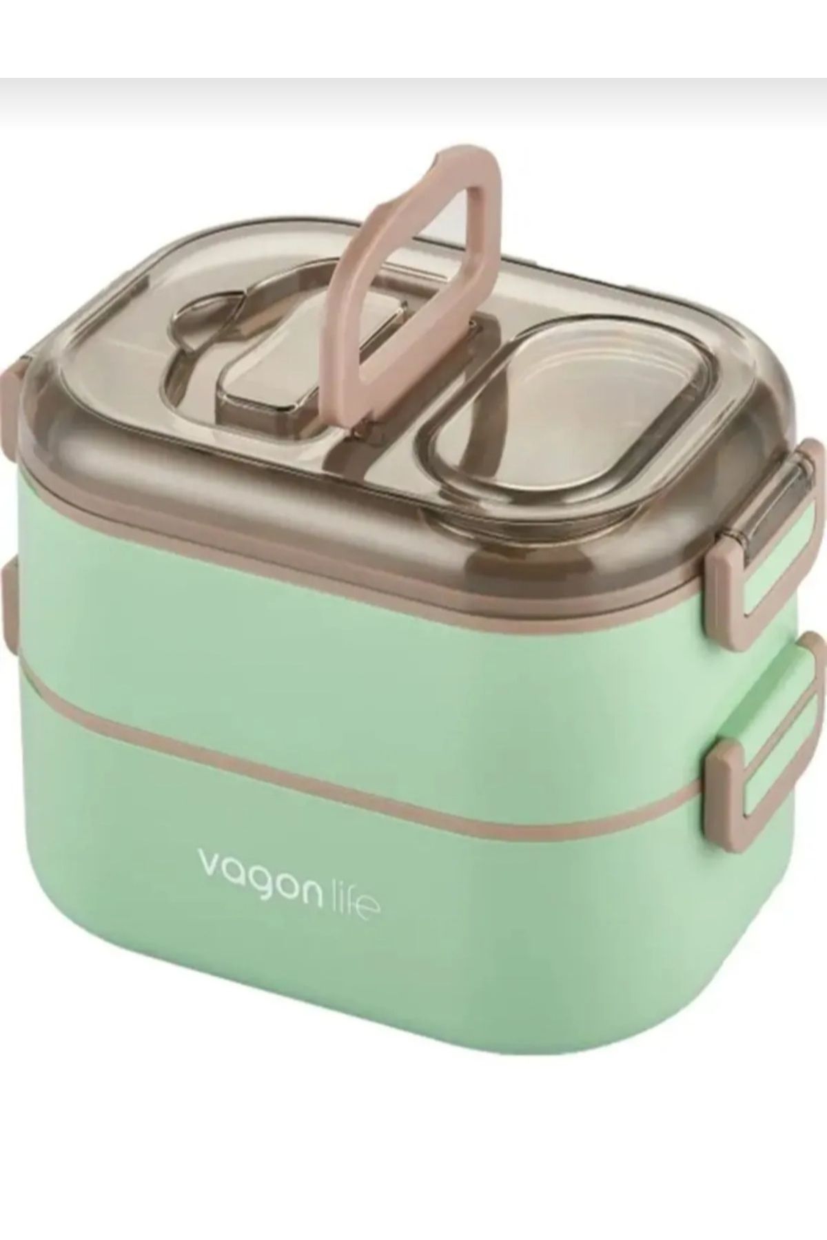 Vagonlife 1000 ML iki katlı 3 bölmeli paslanmaz çelik bento lunchbox