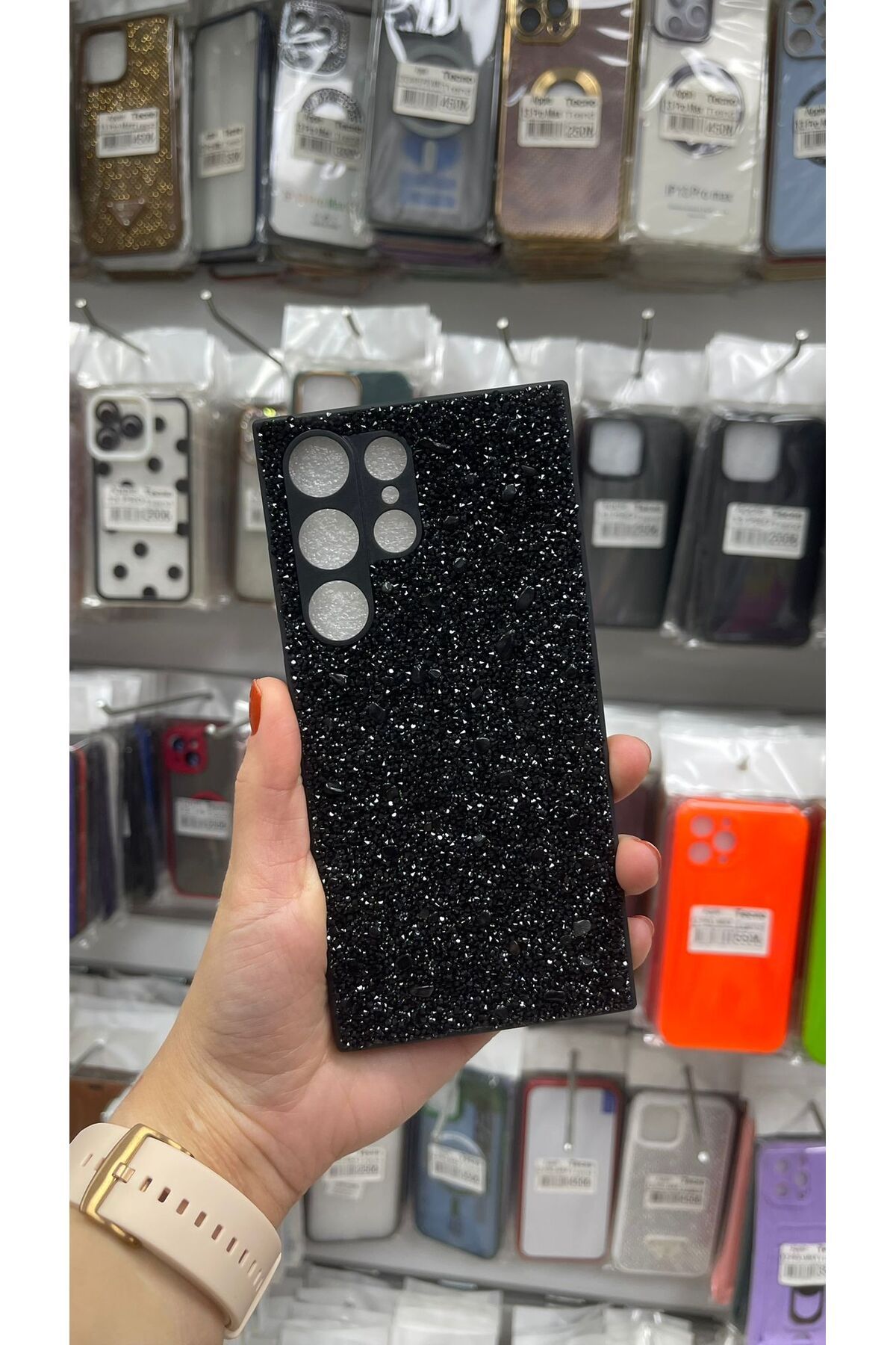 TECNOTREND Galaxy S23 Ultra Kılıf Parlak Taşlı Tasarım Pırlanta Kapak