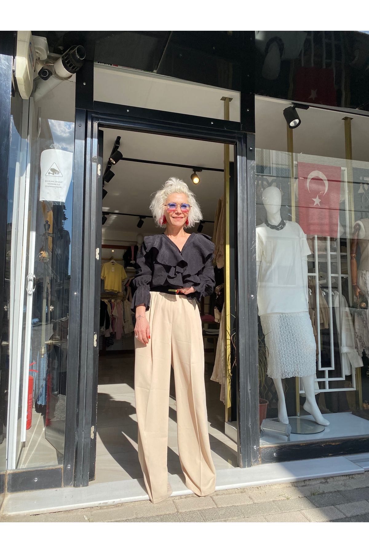 özlem adaşoğlu boutique TRANSPARAN FIRFIRLI GÖMLEK