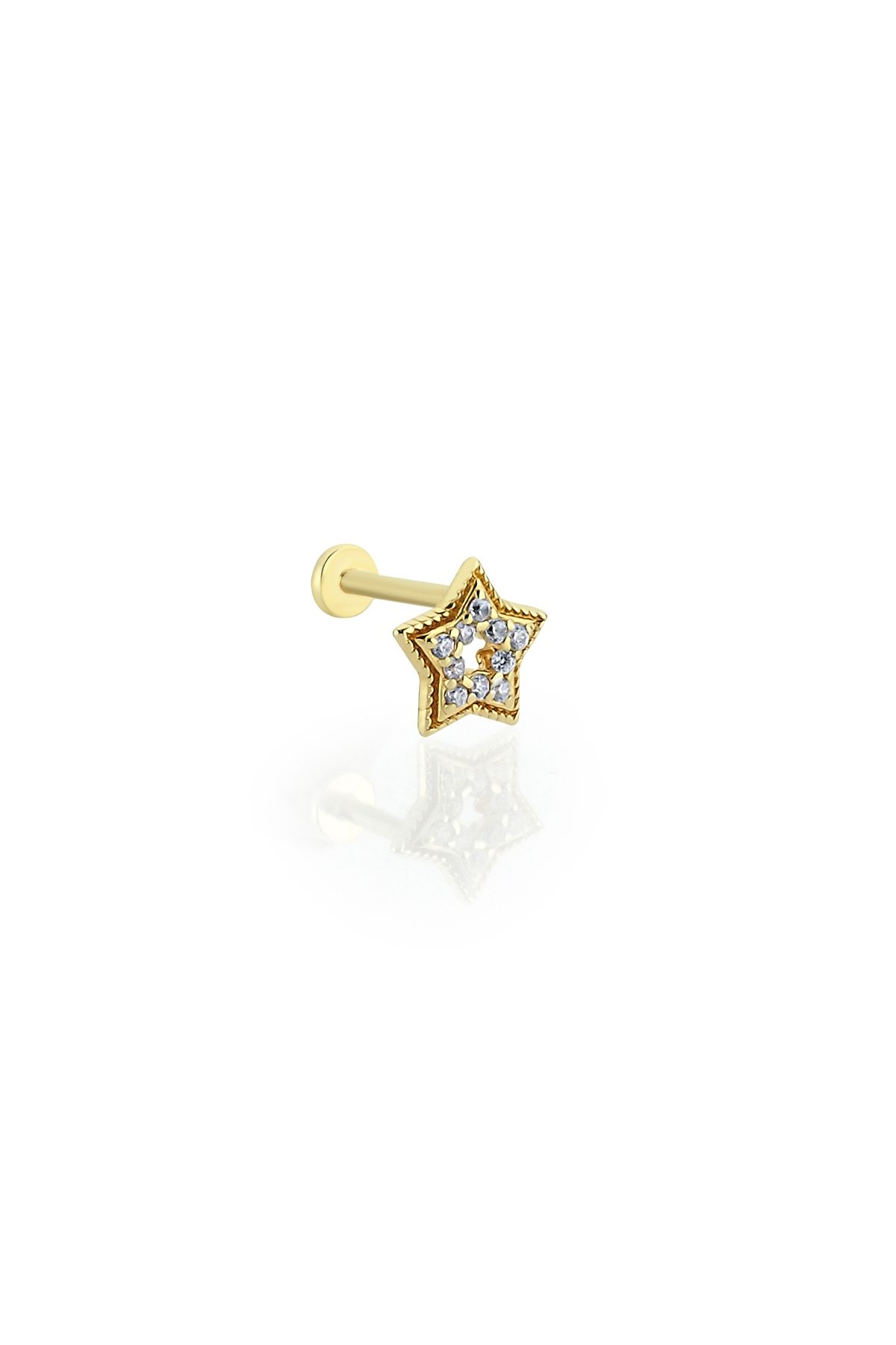 Fay Yamaner 14 Ayar Altın Taşlı Yıldız Piercing