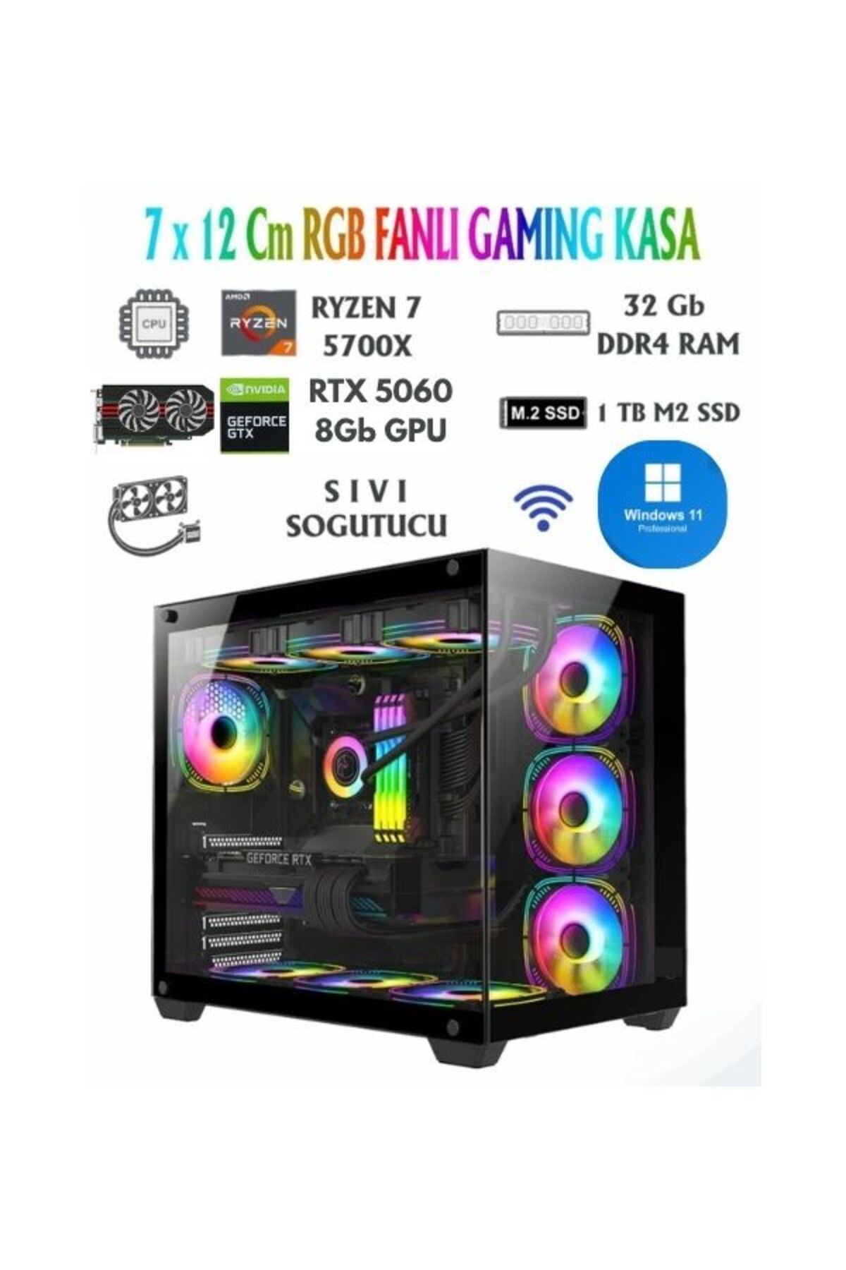 RAMTECH SUPPLEY V2 RYZEN 7 5700X RTX 5060 8GB 32 GB RAM 1TB M2 SSD SIVI SOĞUTMALI OYUNCU BİLGİSAYARI