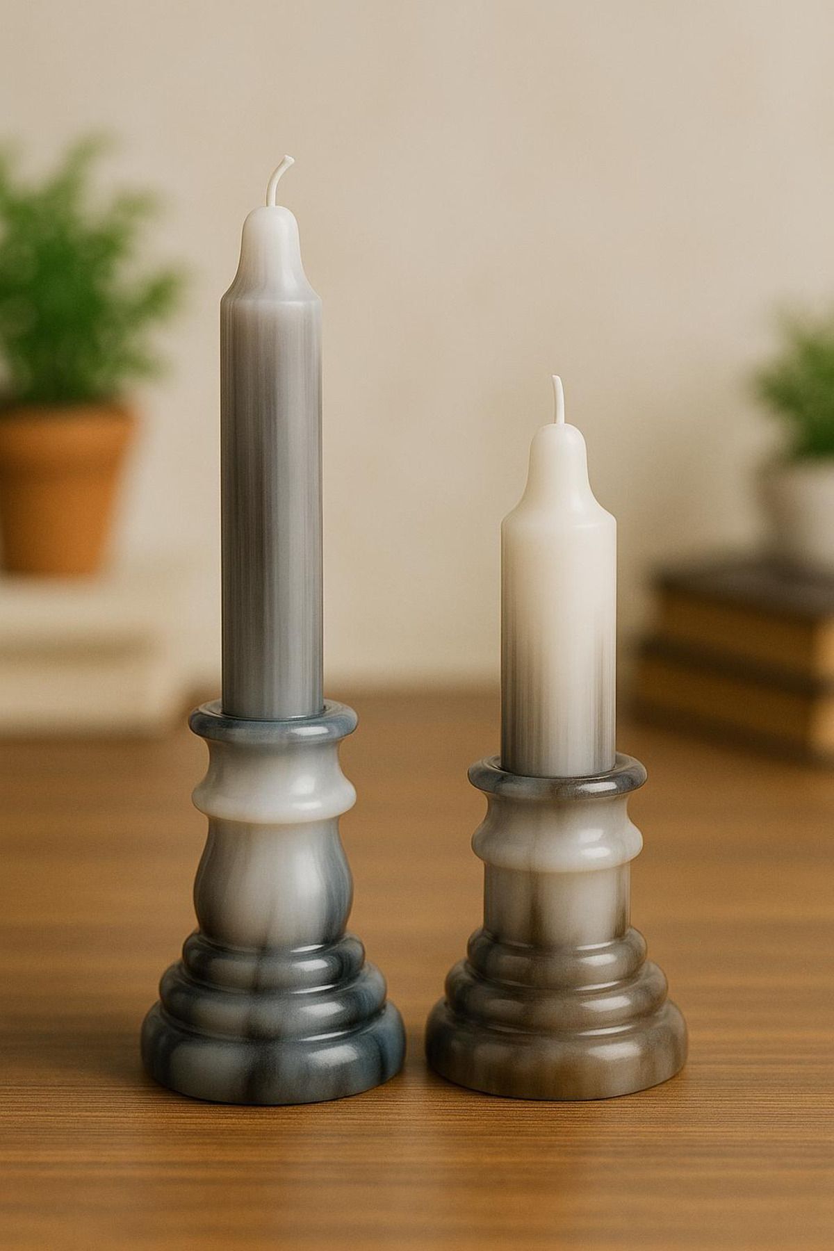 VINTAGE CANDLES Gri Mermer Görünümlü Dekoratif Mum