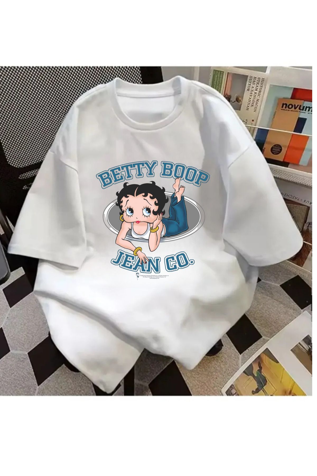 Touz Moda Betty Boop Baskılı Unisex Oversize T-shirt