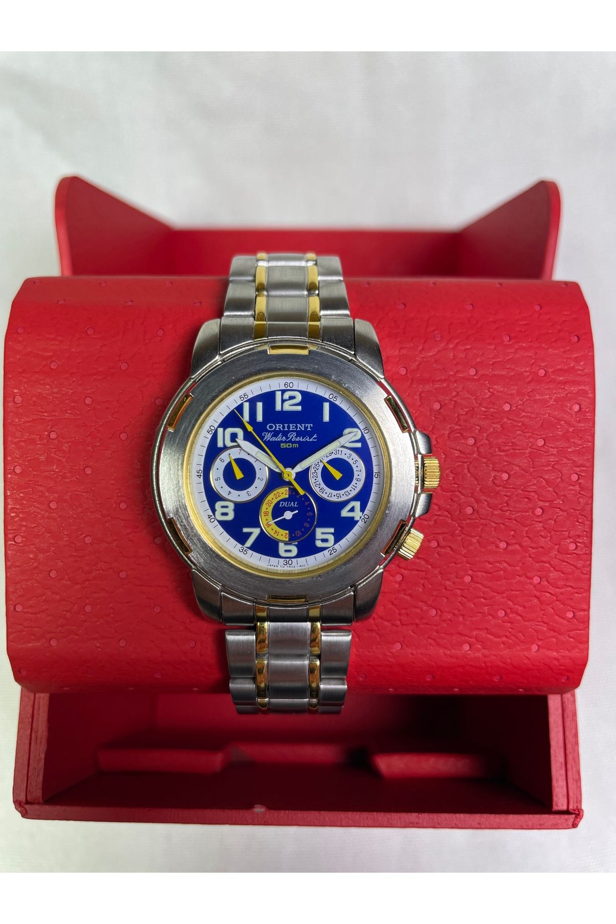 Orient BS902025106A Retro Model Üç Fonksiyonlu Rakamlı Mavi Kadranlı Klasik Erkek Kol Saati